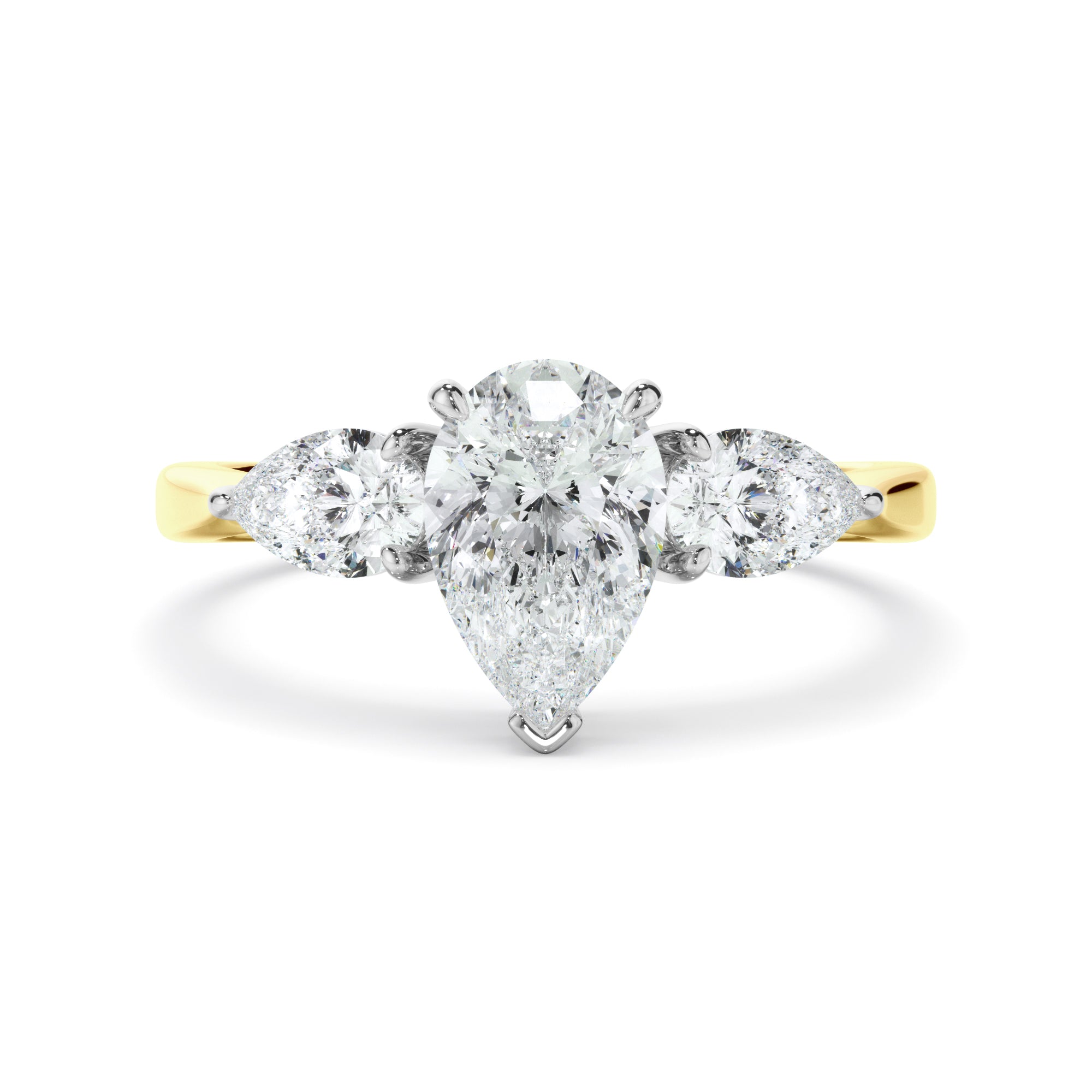 Viviana - Pear Cut Diamond Engagement Ring With Pear Cut Diamond Sides