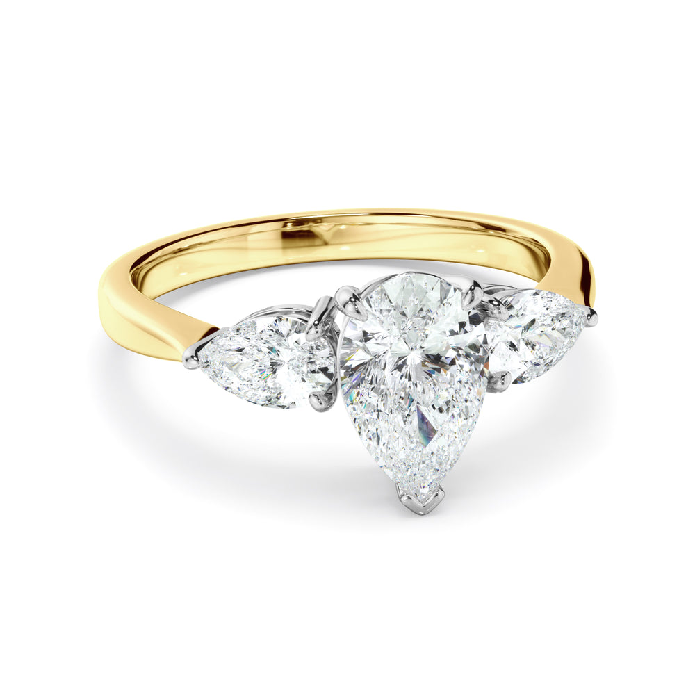 Viviana - Pear Cut Diamond Engagement Ring With Pear Cut Diamond Sides