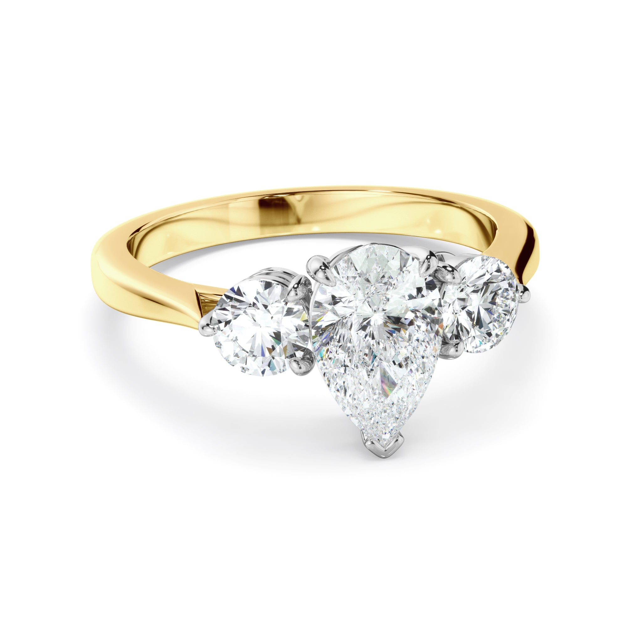 Cosima - Pear Cut Diamond Trilogy Engagement Ring