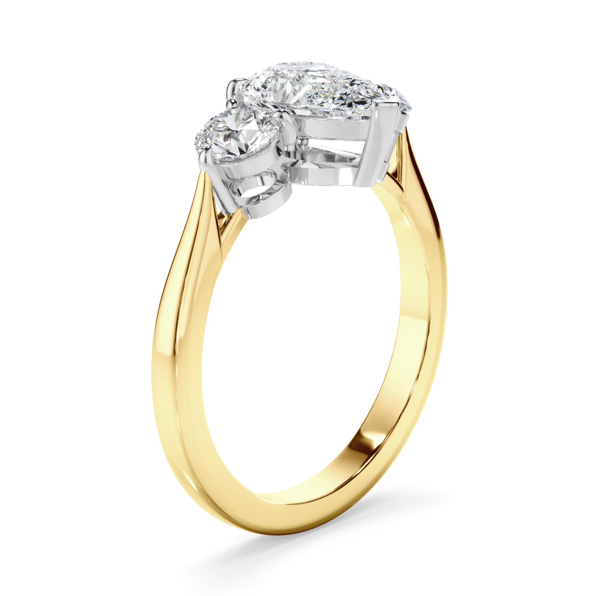 Cosima - Pear Cut Diamond Trilogy Engagement Ring
