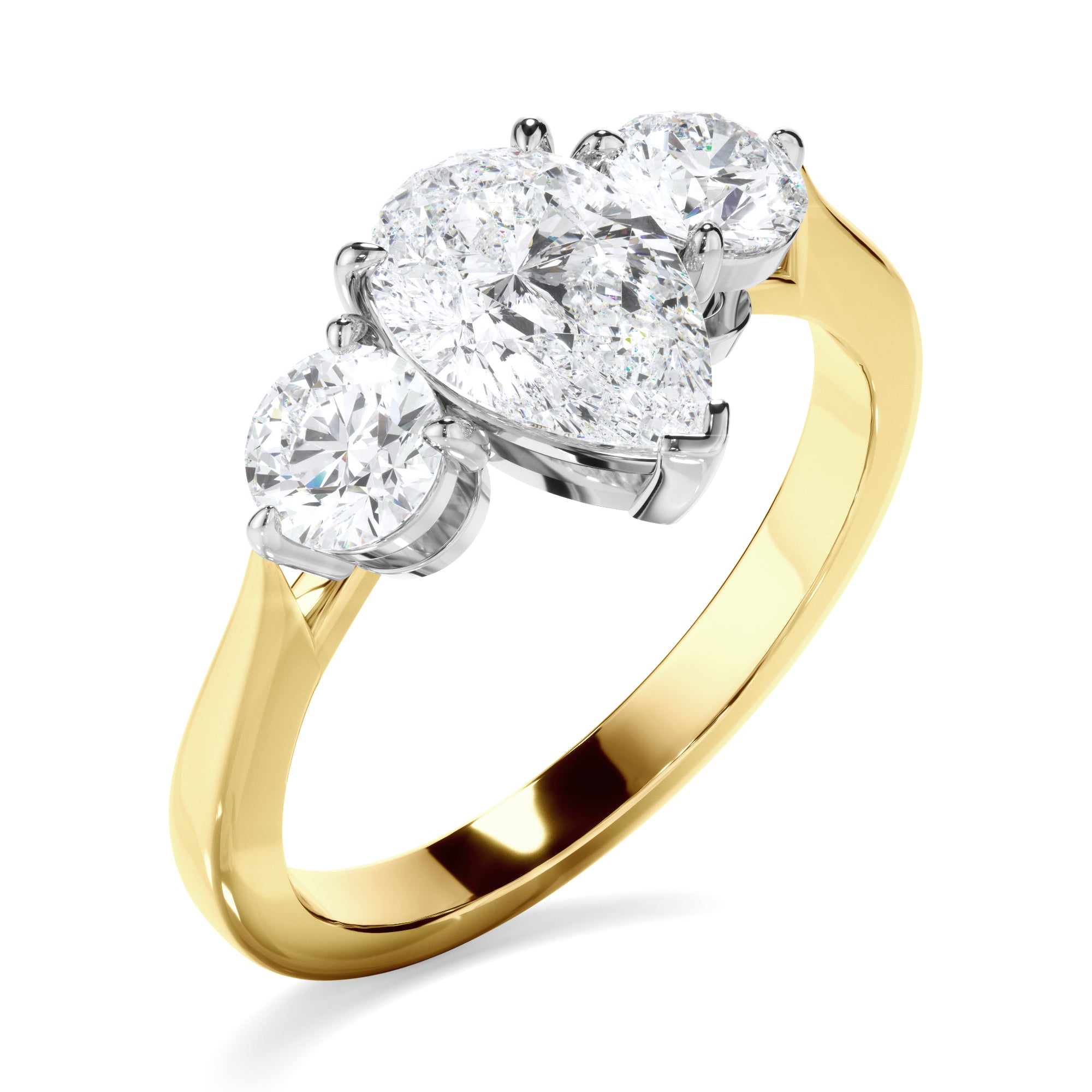 Cosima - Pear Cut Diamond Trilogy Engagement Ring