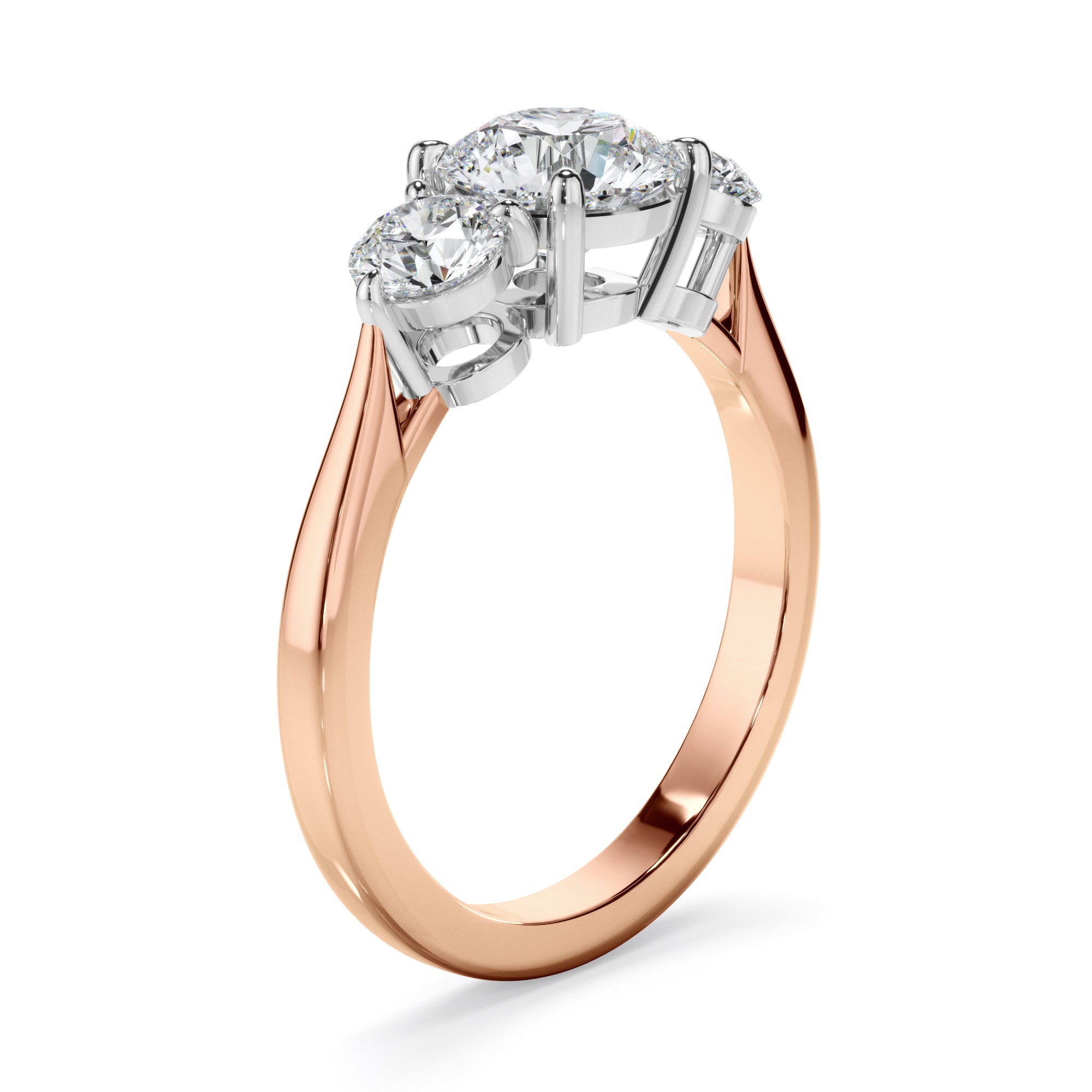 Sierra - Round Brilliant Cut Diamond Trilogy Engagement Ring