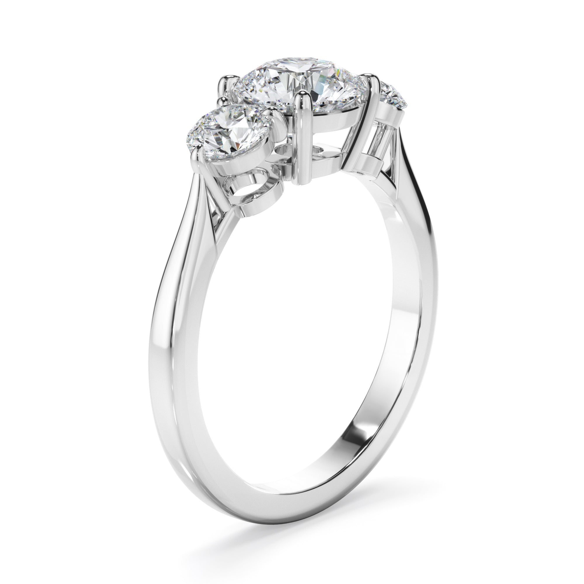 Sierra - Round Brilliant Cut Diamond Trilogy Engagement Ring