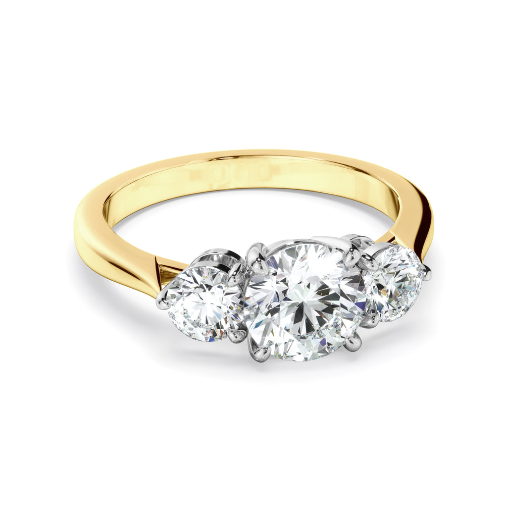 Sierra - Round Brilliant Cut Diamond Trilogy Engagement Ring