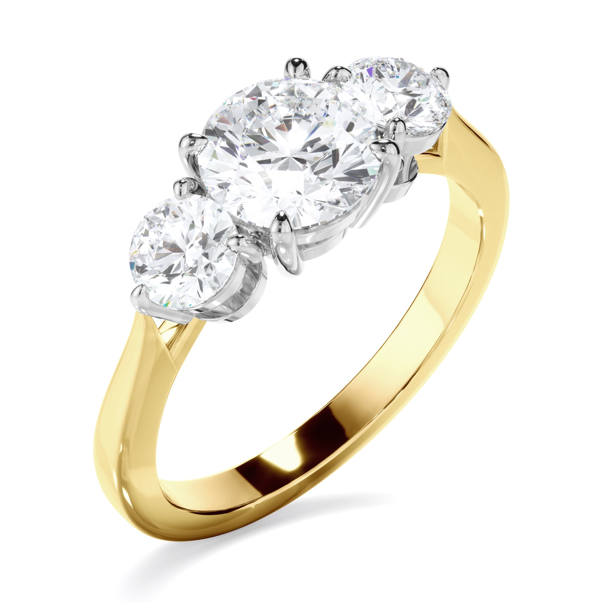 Sierra - Round Brilliant Cut Diamond Trilogy Engagement Ring
