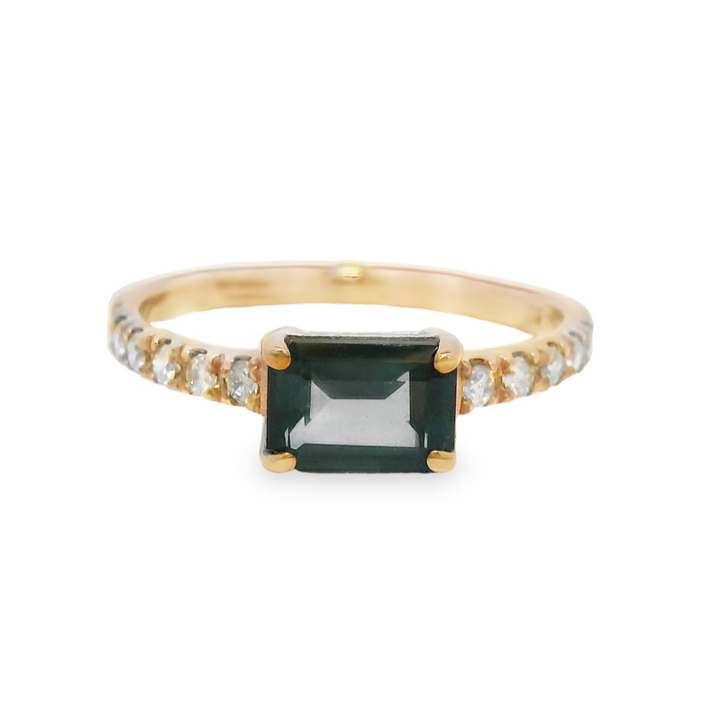 9ct Rose Gold London Blue Topaz & Diamond Ring