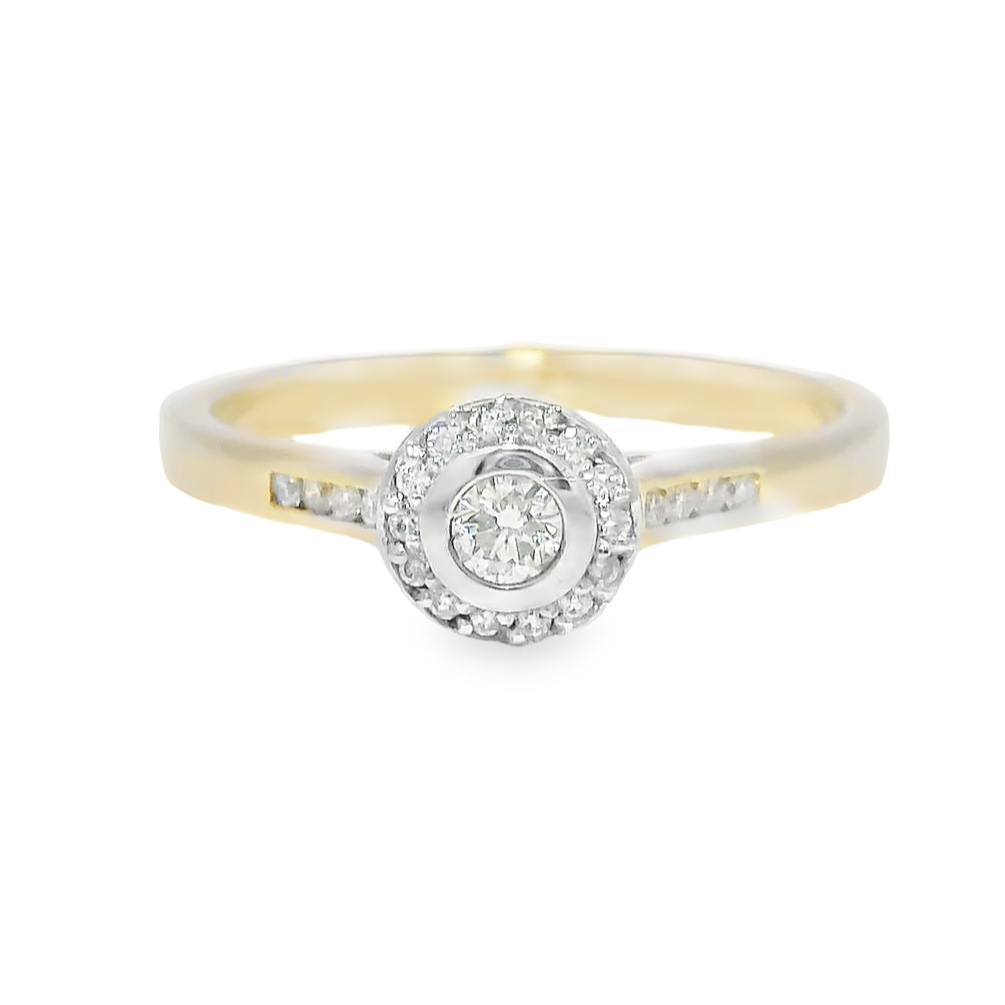 gold engagement ring diamond halo