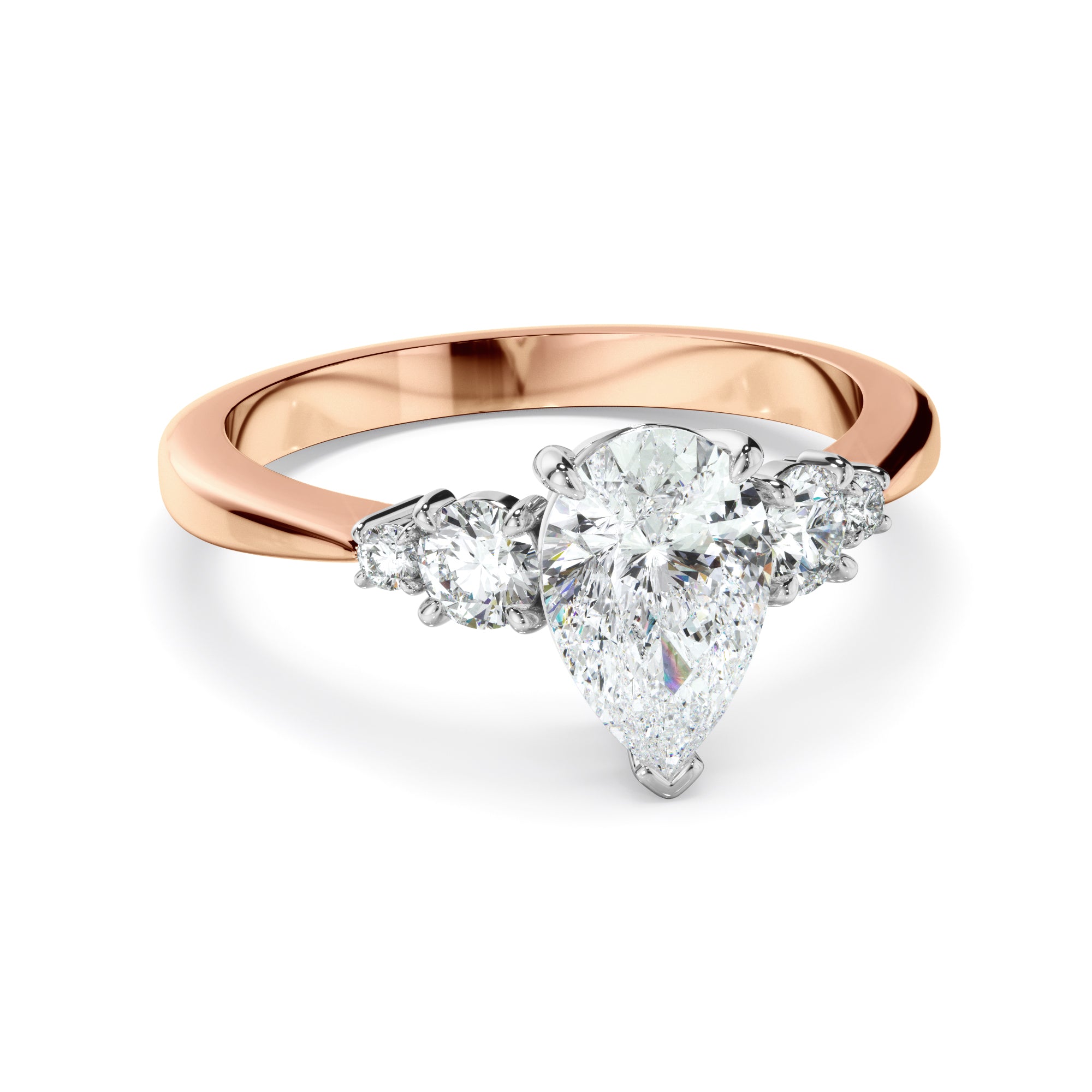 Lilia - Pear Cut Diamond Five Stone Engagement Ring