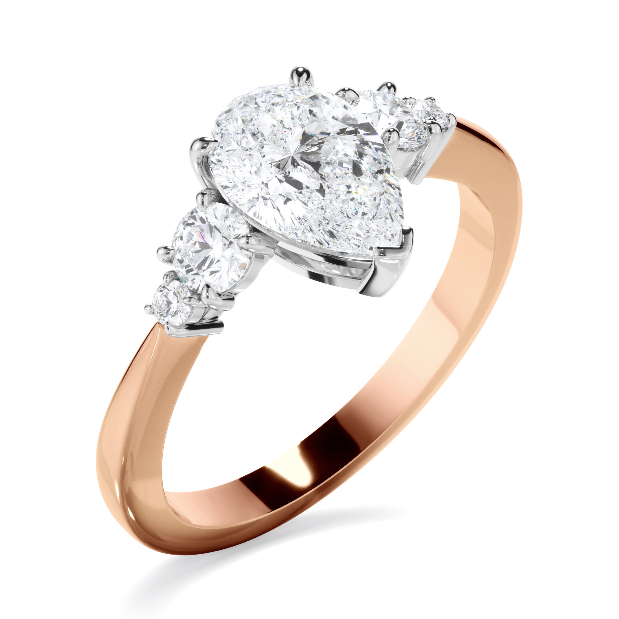 Lilia - Pear Cut Diamond Five Stone Engagement Ring