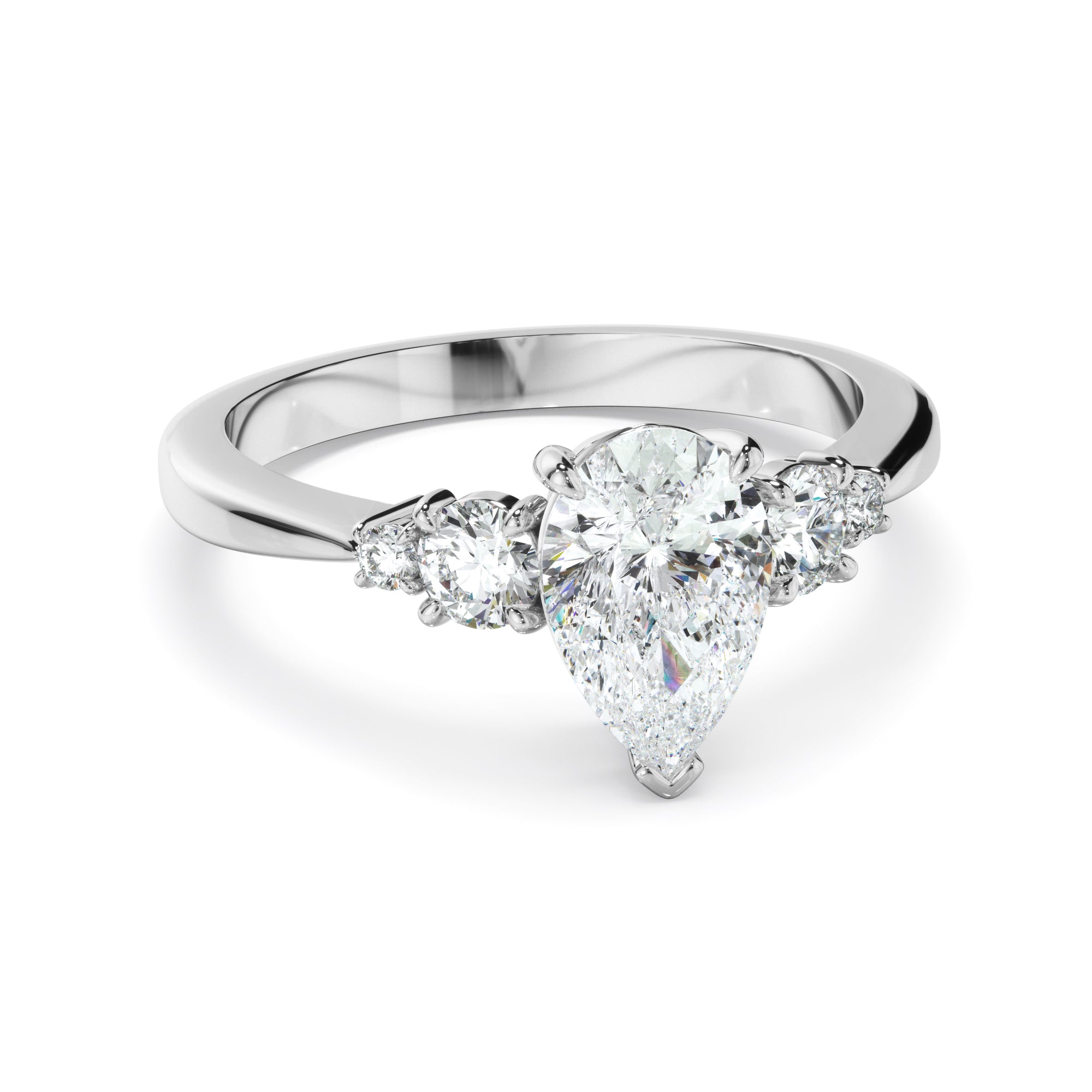Lilia - Pear Cut Diamond Five Stone Engagement Ring