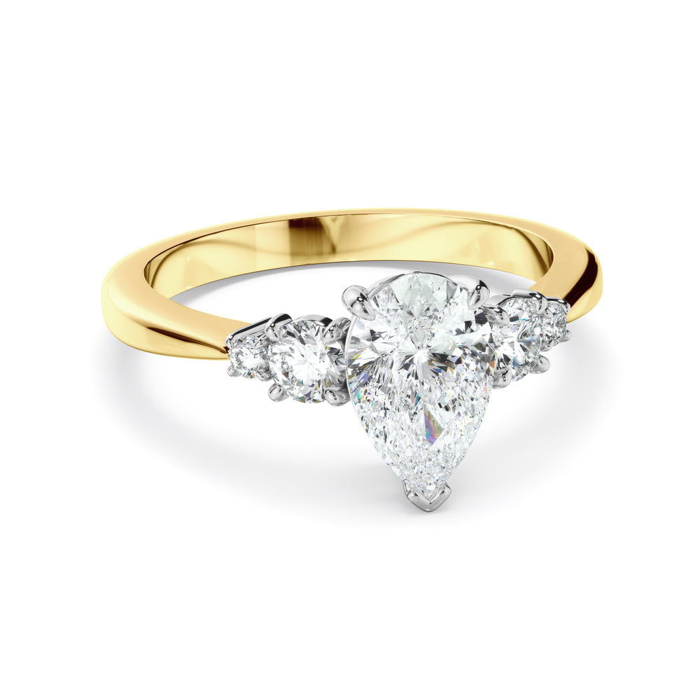 Lilia - Pear Cut Diamond Five Stone Engagement Ring