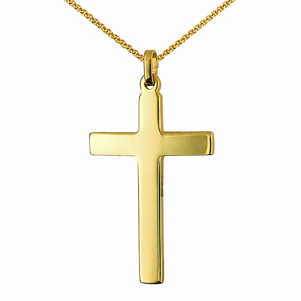 9ct Yellow Gold Cross Pendant – Flat Plain Design