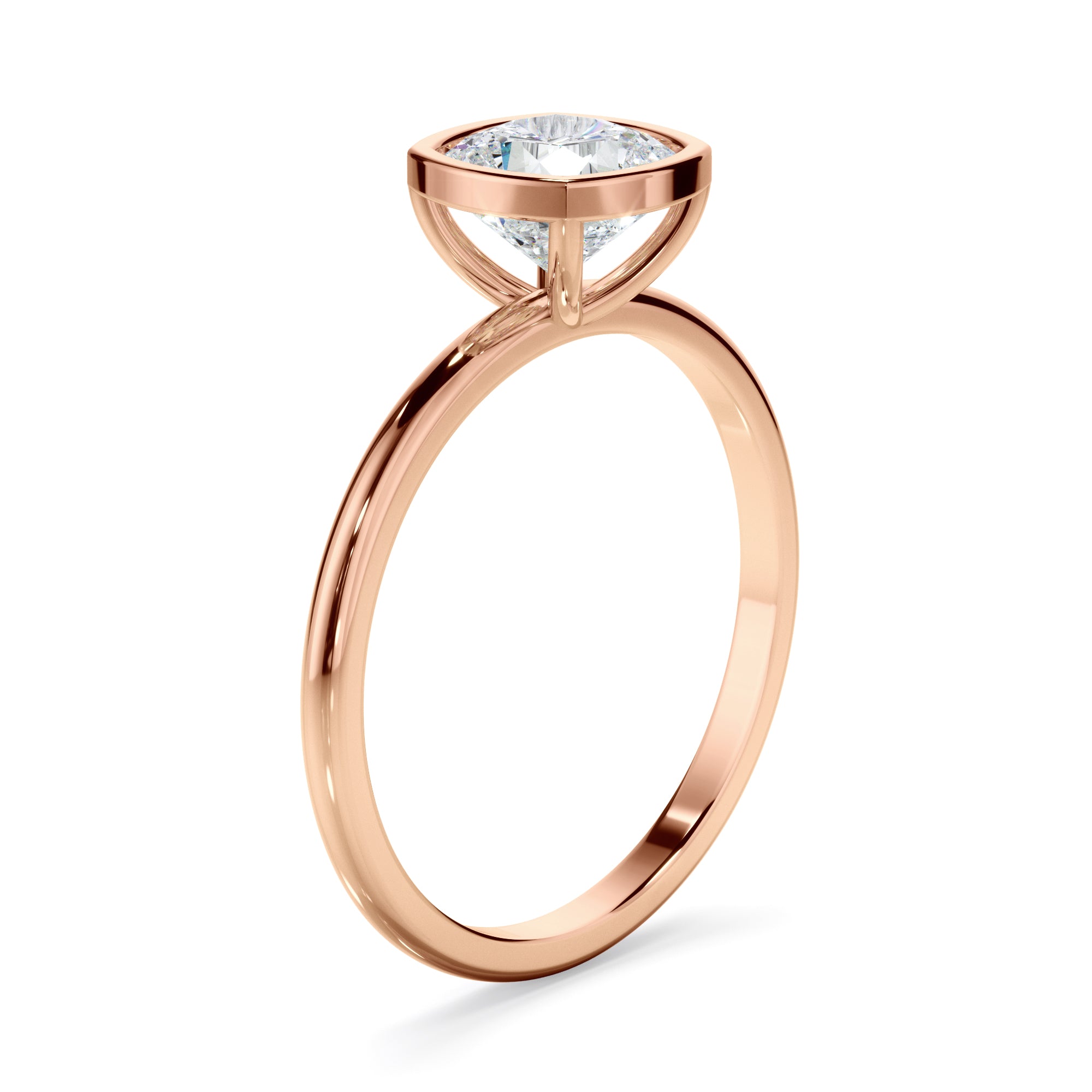 Clementina - Cushion Cut Diamond Solitaire Bezel Set Engagement Ring