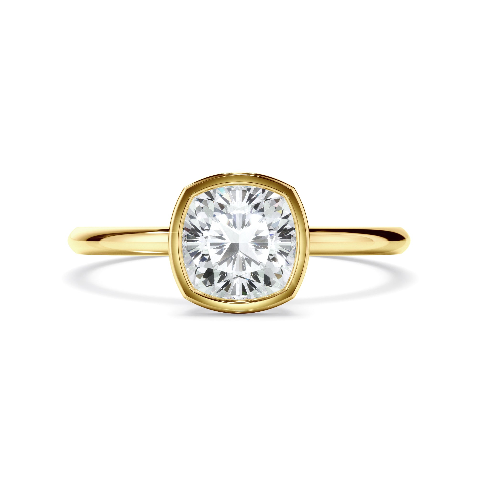 Clementina - Cushion Cut Diamond Solitaire Bezel Set Engagement Ring