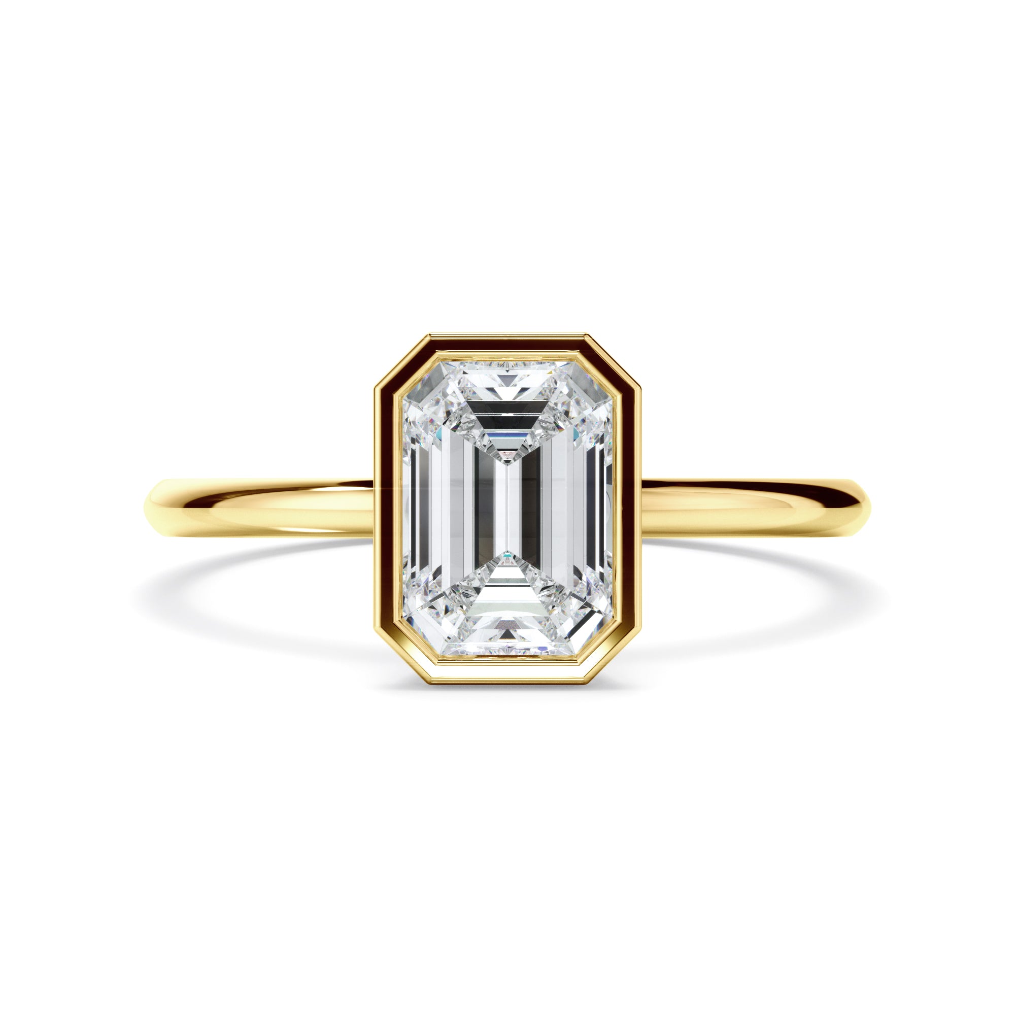 Violet - Emerald Cut Diamond Solitaire Bezel Set Engagement Ring