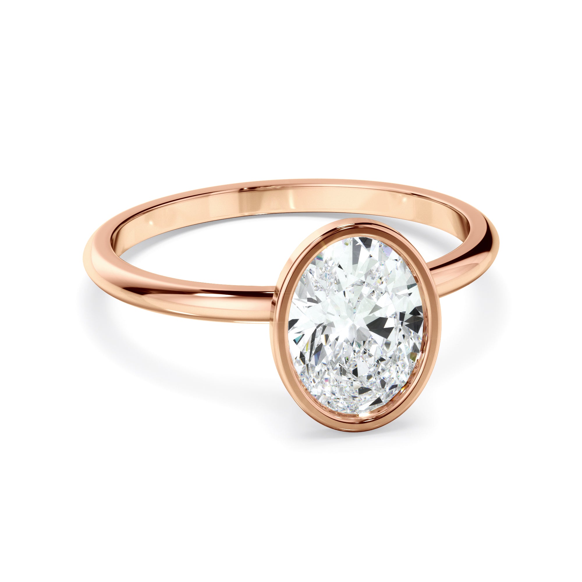 Blaise - Oval Cut Diamond Solitaire Bezel Set Engagement Ring