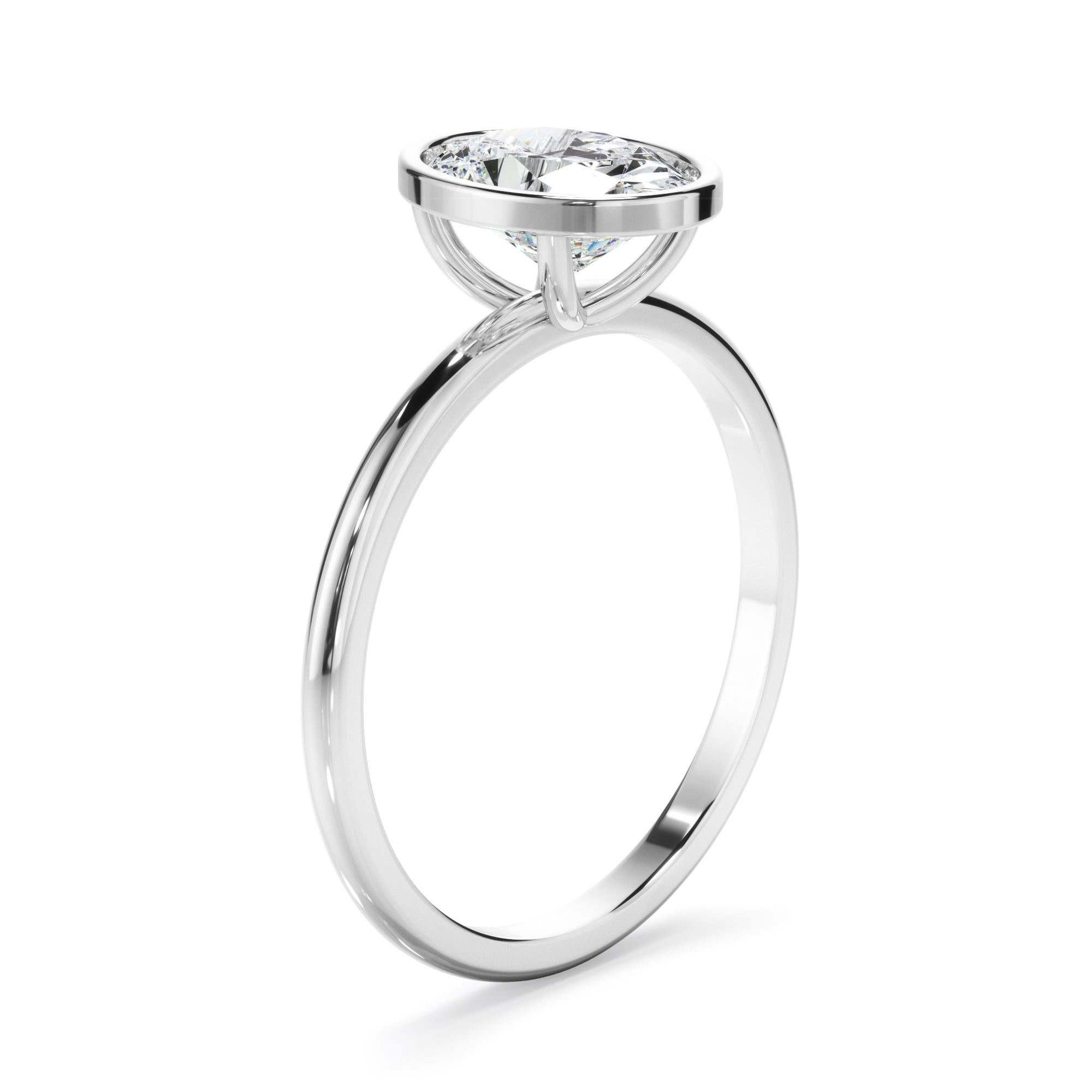 Blaise - Oval Cut Diamond Solitaire Bezel Set Engagement Ring