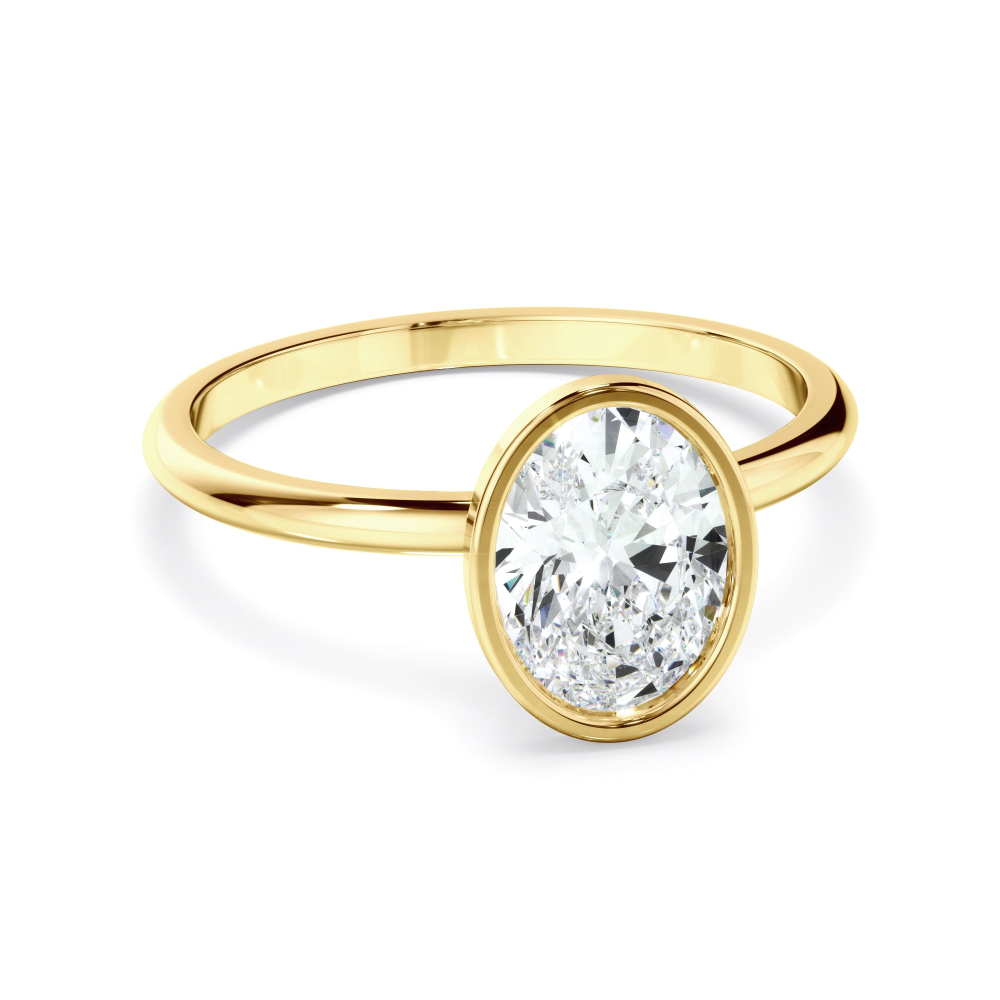 Blaise - Oval Cut Diamond Solitaire Bezel Set Engagement Ring