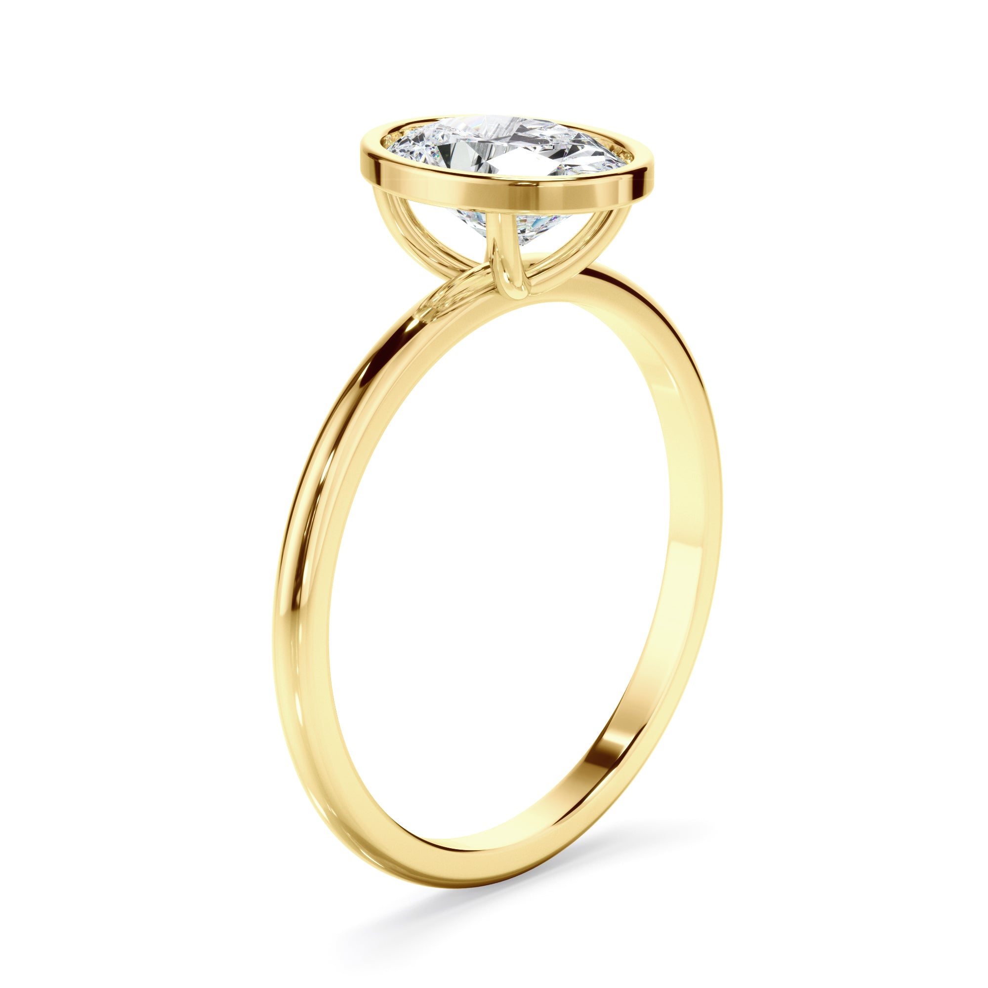 Blaise - Oval Cut Diamond Solitaire Bezel Set Engagement Ring