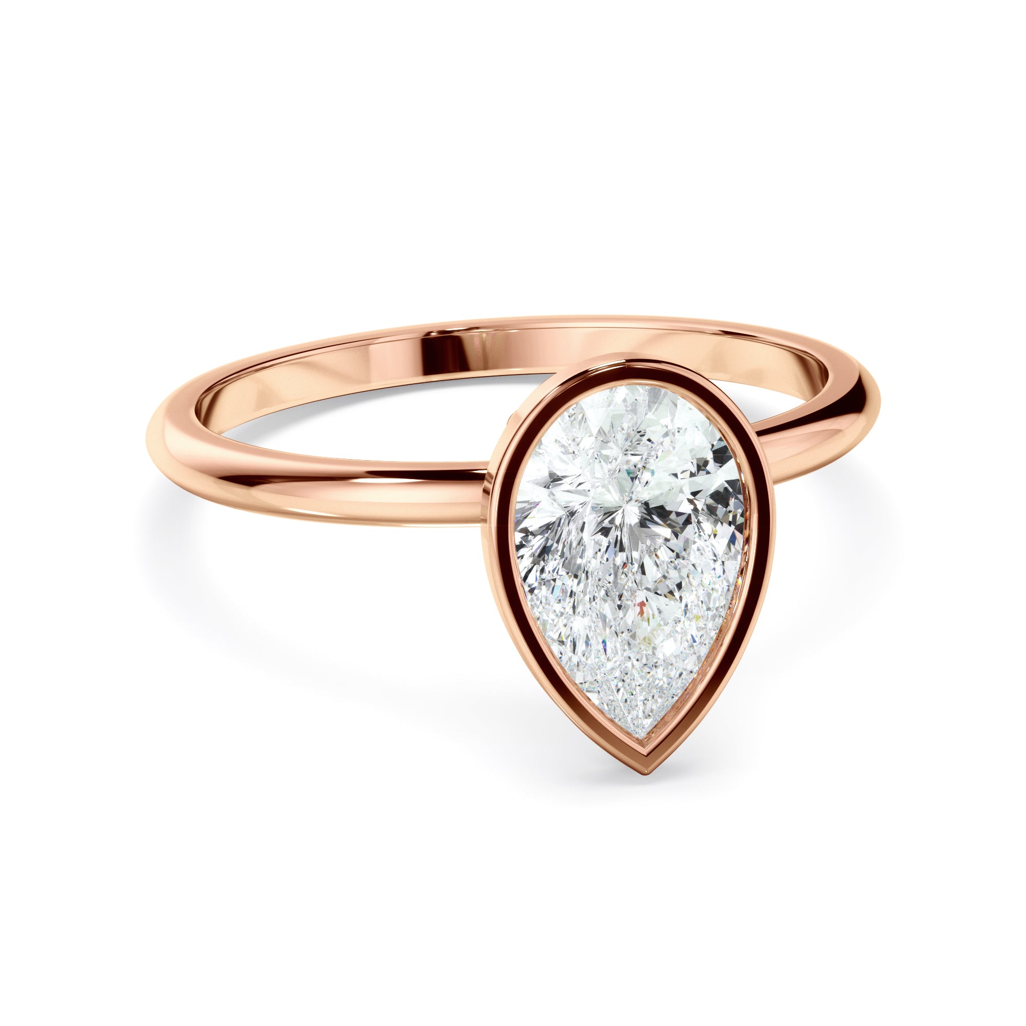 Renata - Pear Cut Diamond Solitaire Bezel Set Engagement Ring
