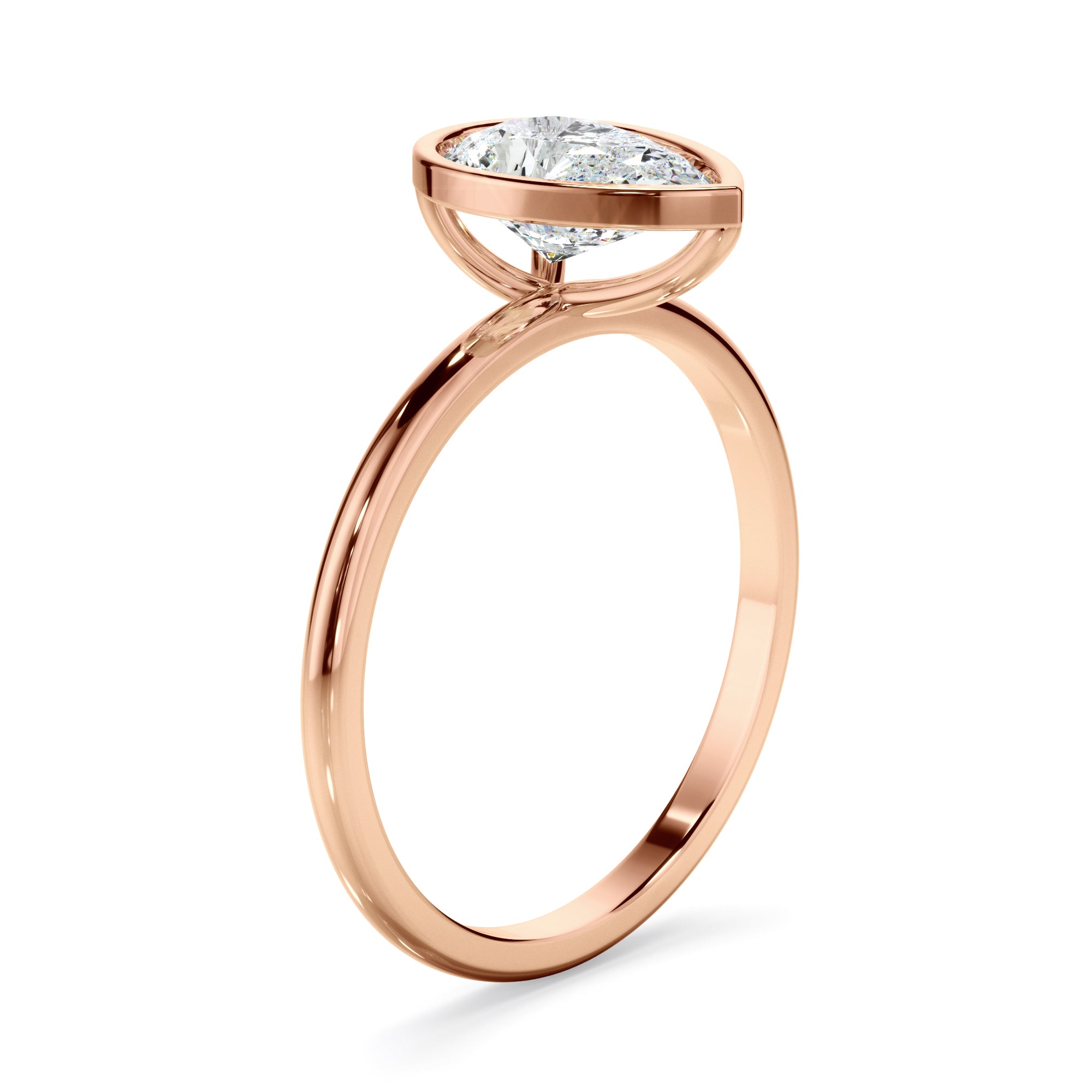 Renata - Pear Cut Diamond Solitaire Bezel Set Engagement Ring