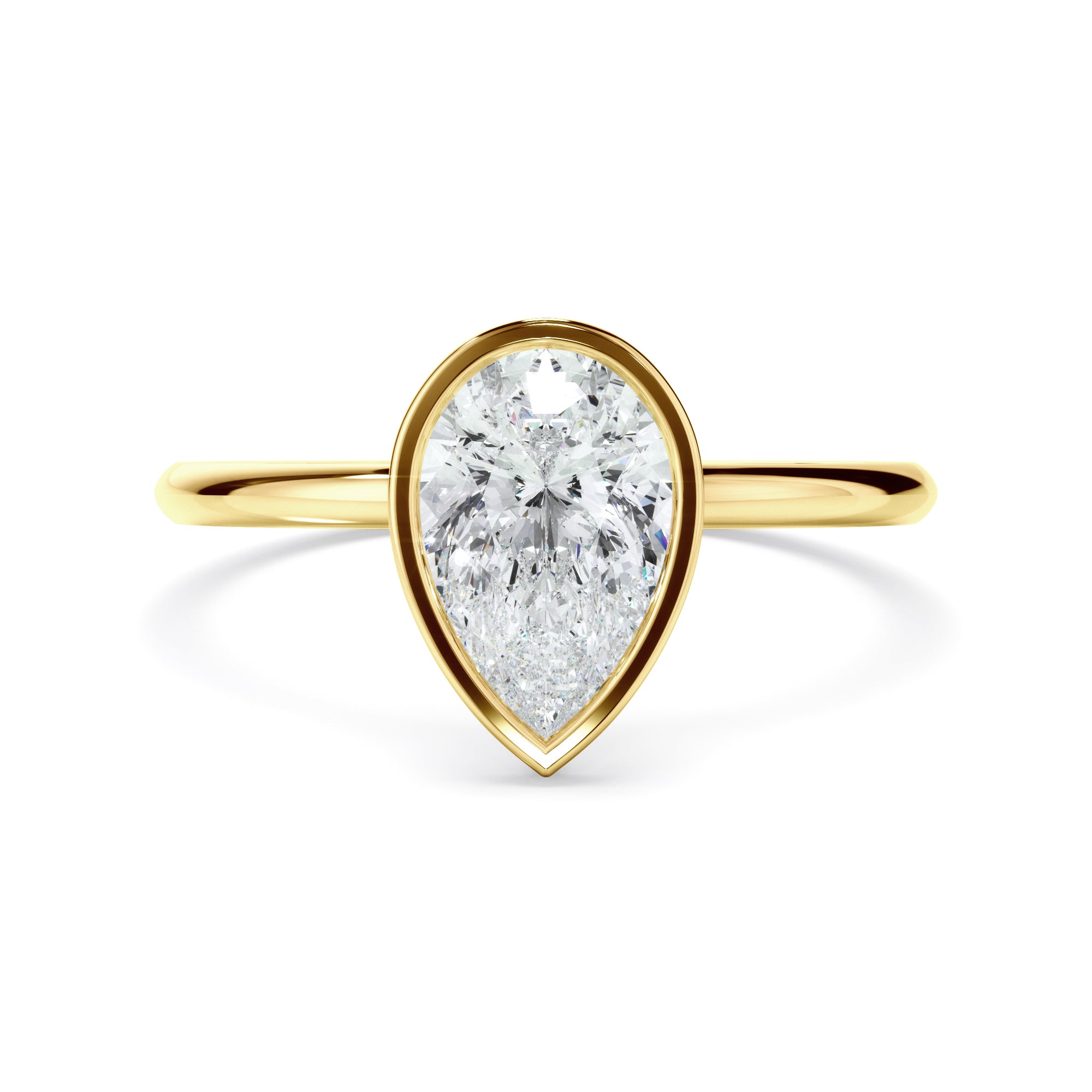 Renata - Pear Cut Diamond Solitaire Bezel Set Engagement Ring