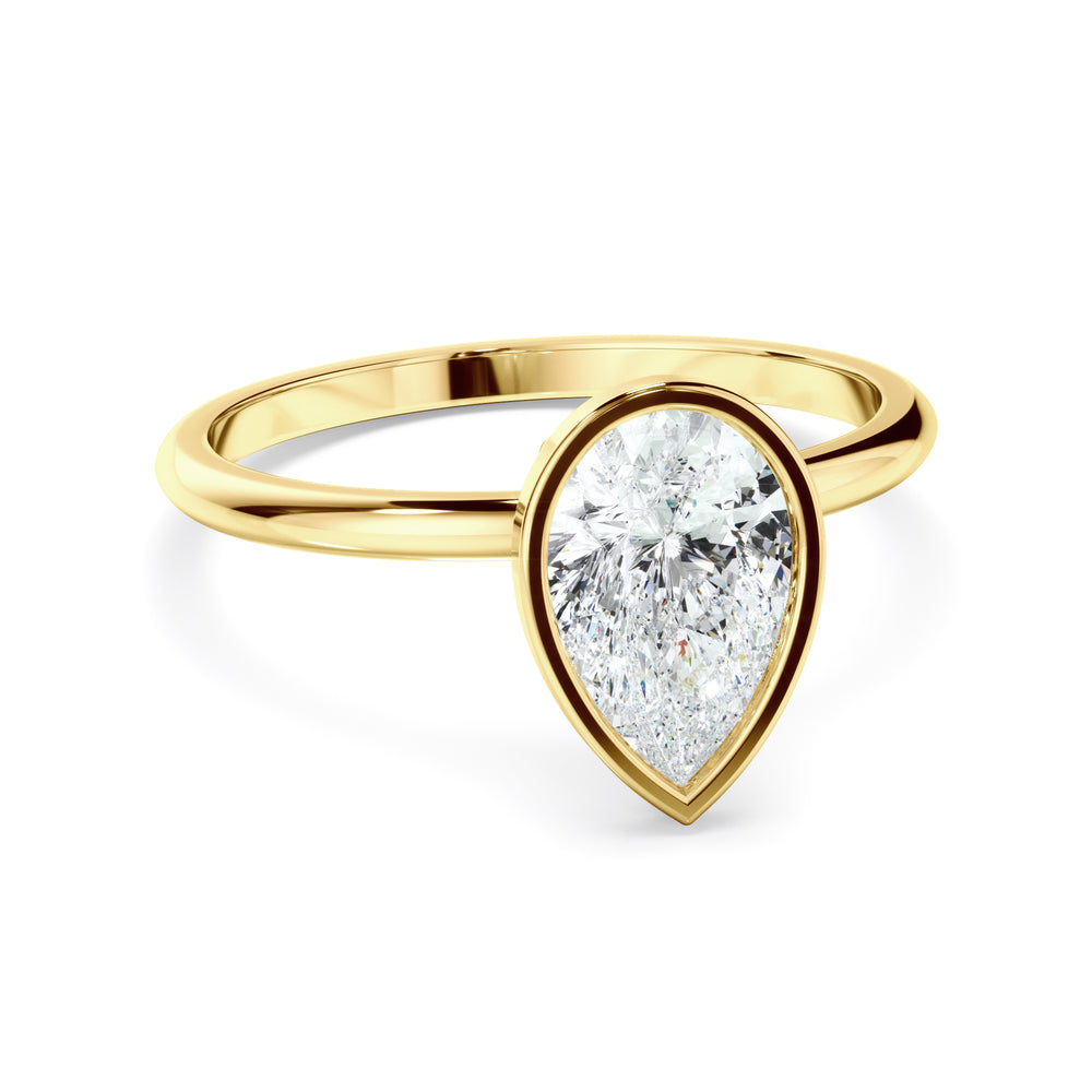 Renata - Pear Cut Diamond Solitaire Bezel Set Engagement Ring