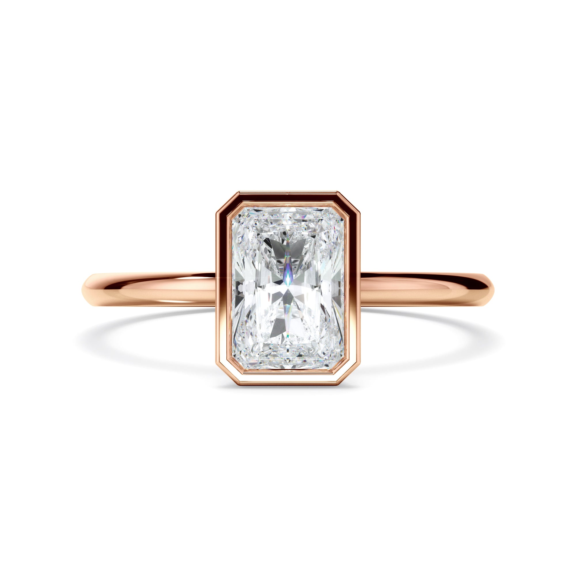 Cynthia - Radiant Cut Diamond Solitaire Bezel Set Engagement Ring