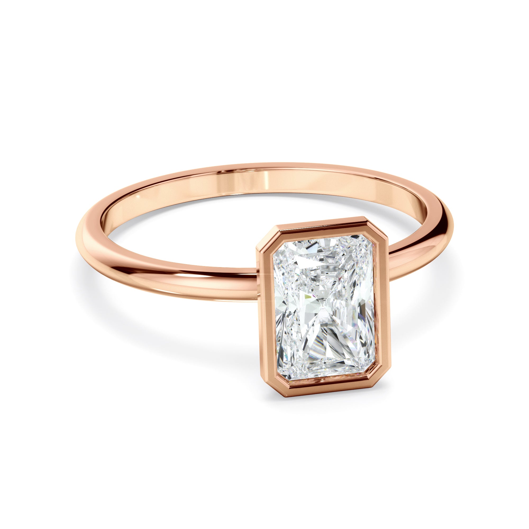 Cynthia - Radiant Cut Diamond Solitaire Bezel Set Engagement Ring