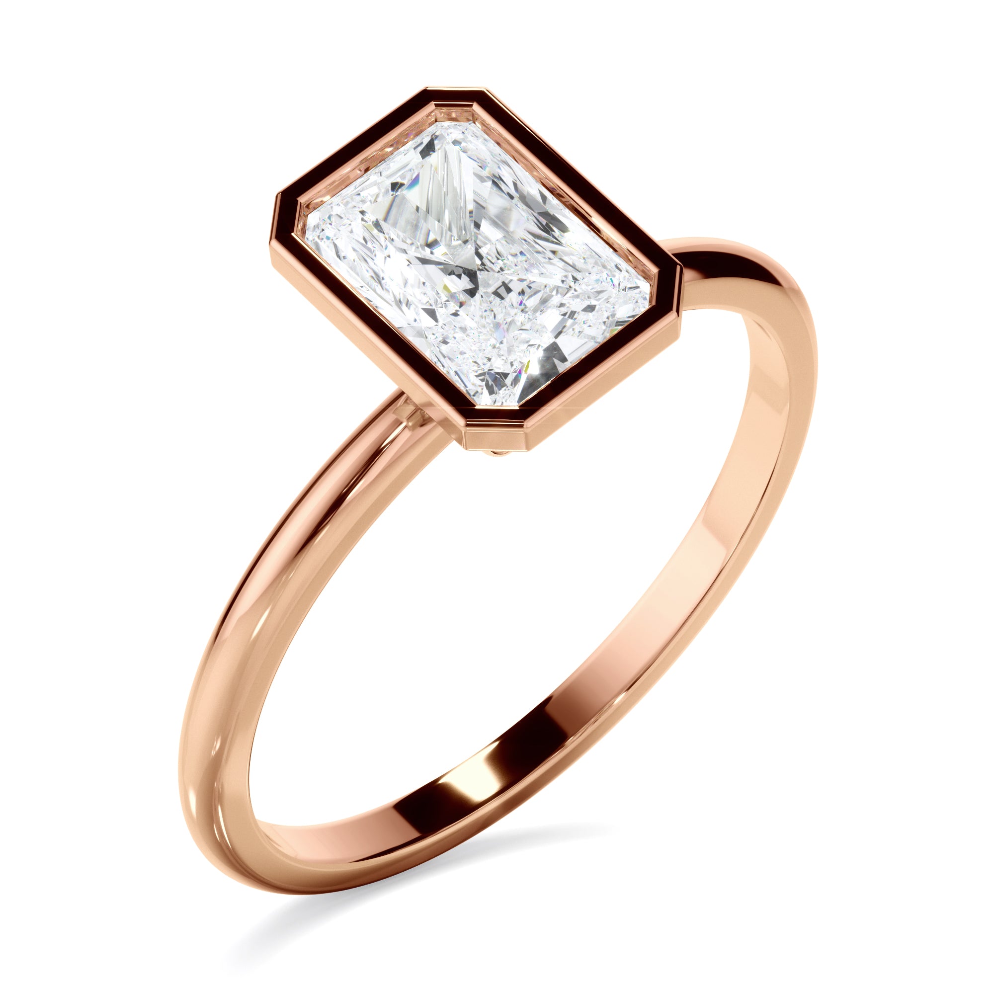 Cynthia - Radiant Cut Diamond Solitaire Bezel Set Engagement Ring