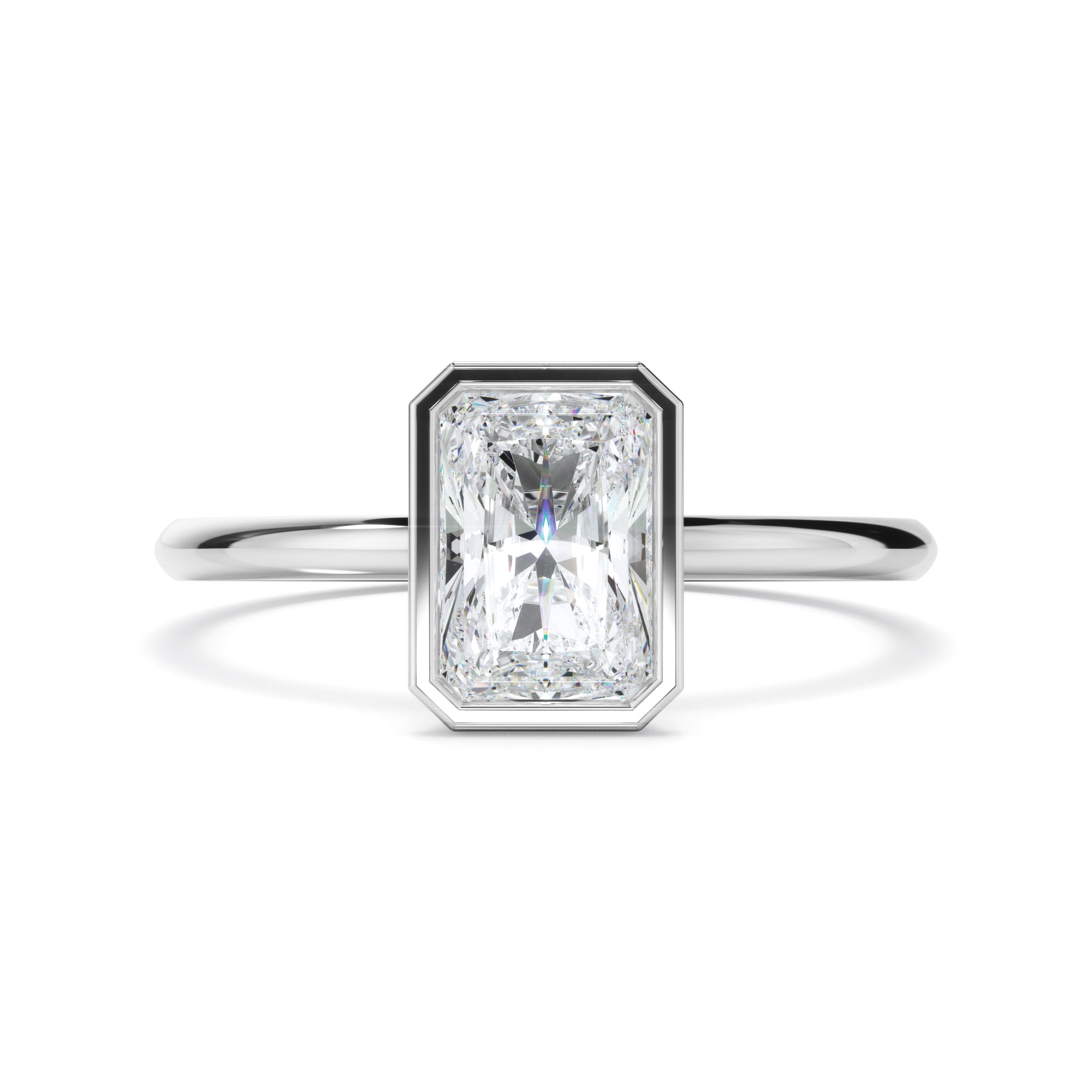 Cynthia - Radiant Cut Diamond Solitaire Bezel Set Engagement Ring