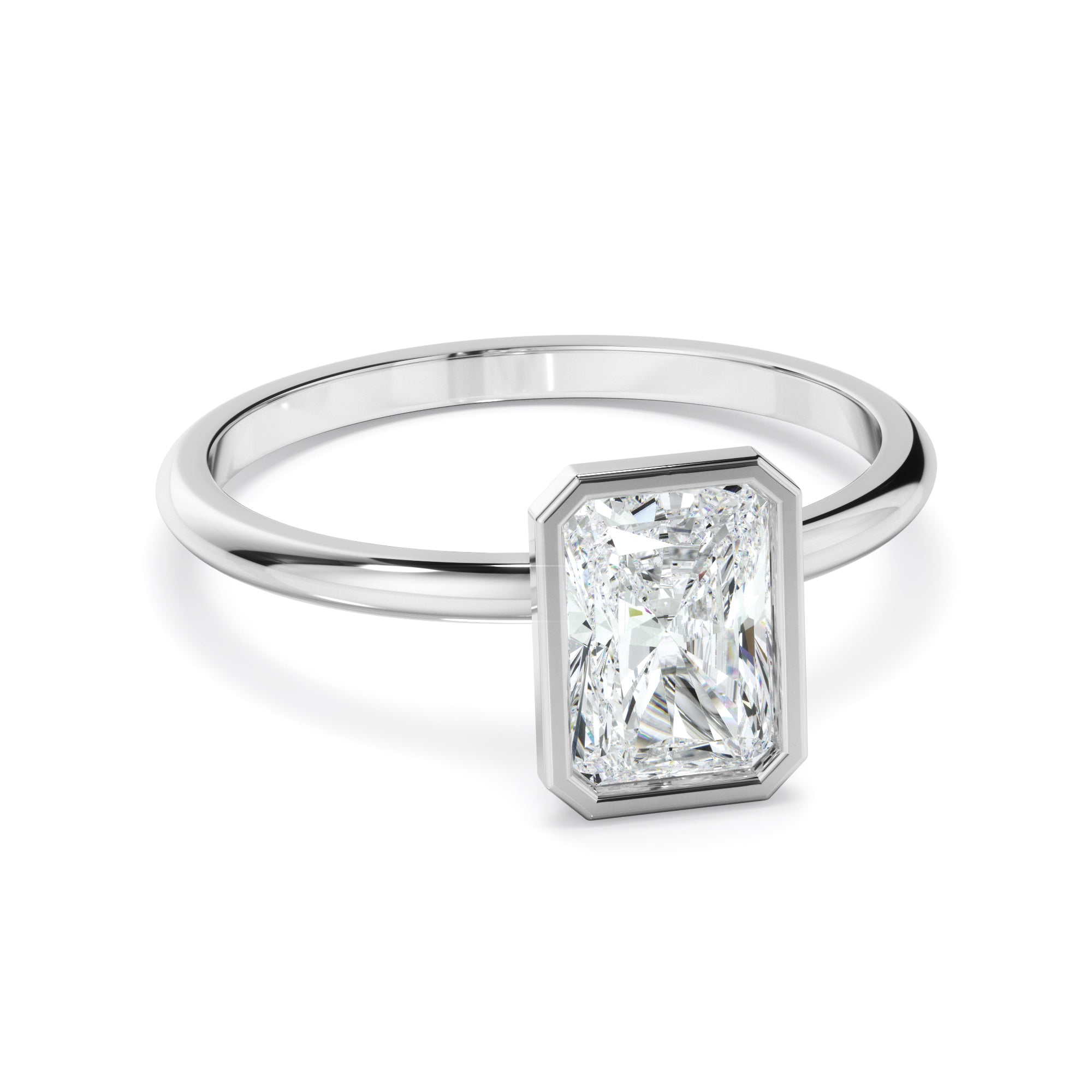 Cynthia - Radiant Cut Diamond Solitaire Bezel Set Engagement Ring