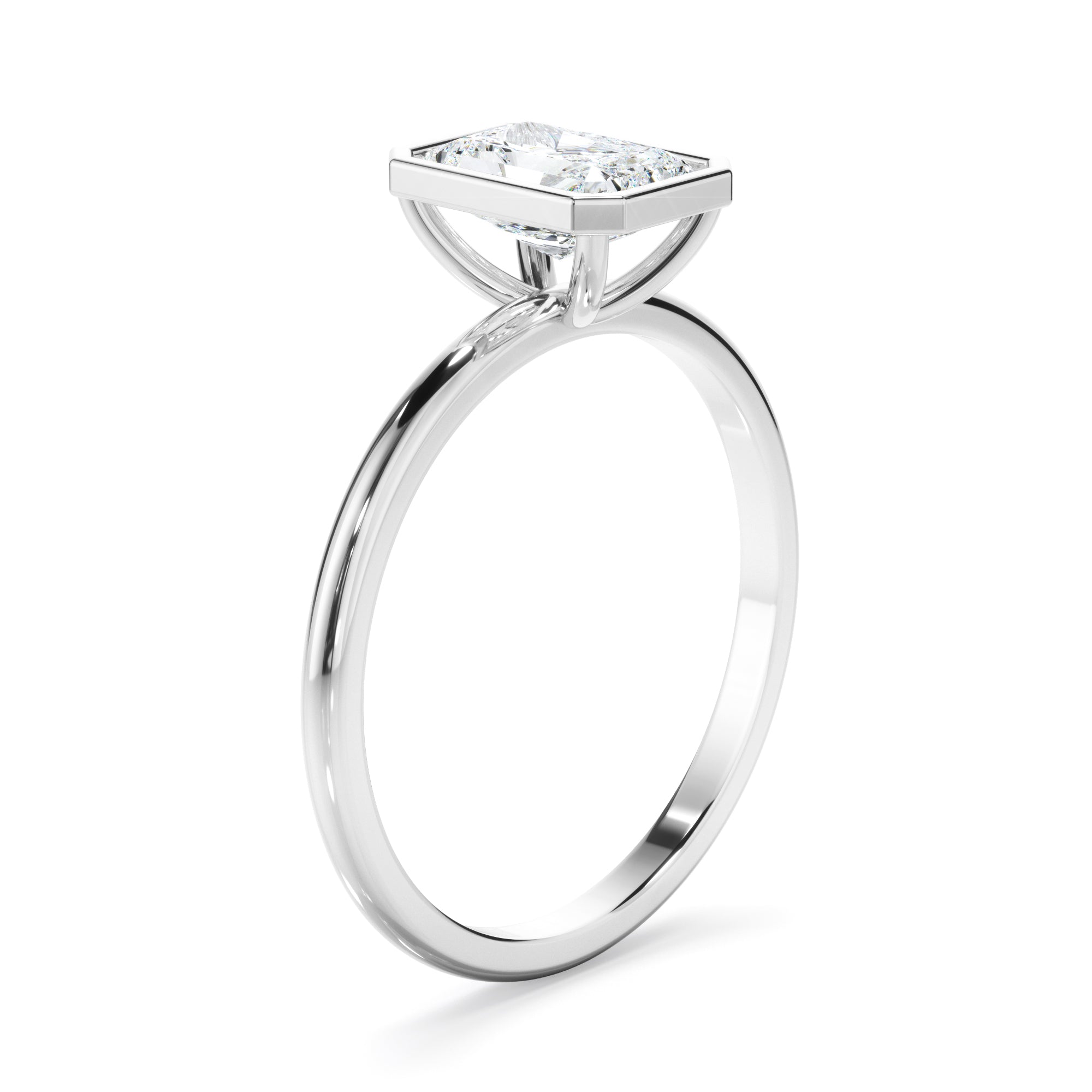 Cynthia - Radiant Cut Diamond Solitaire Bezel Set Engagement Ring