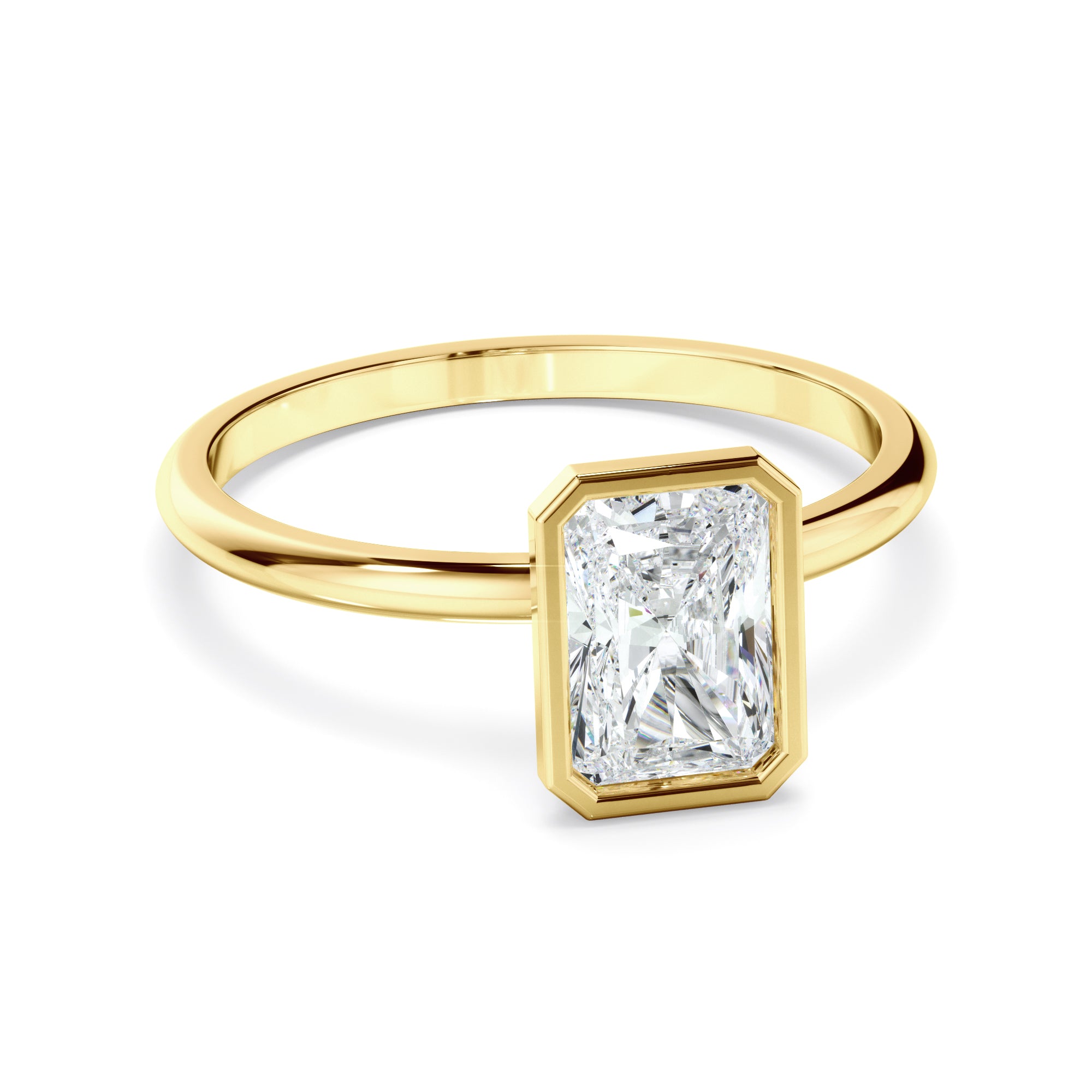 Cynthia - Radiant Cut Diamond Solitaire Bezel Set Engagement Ring