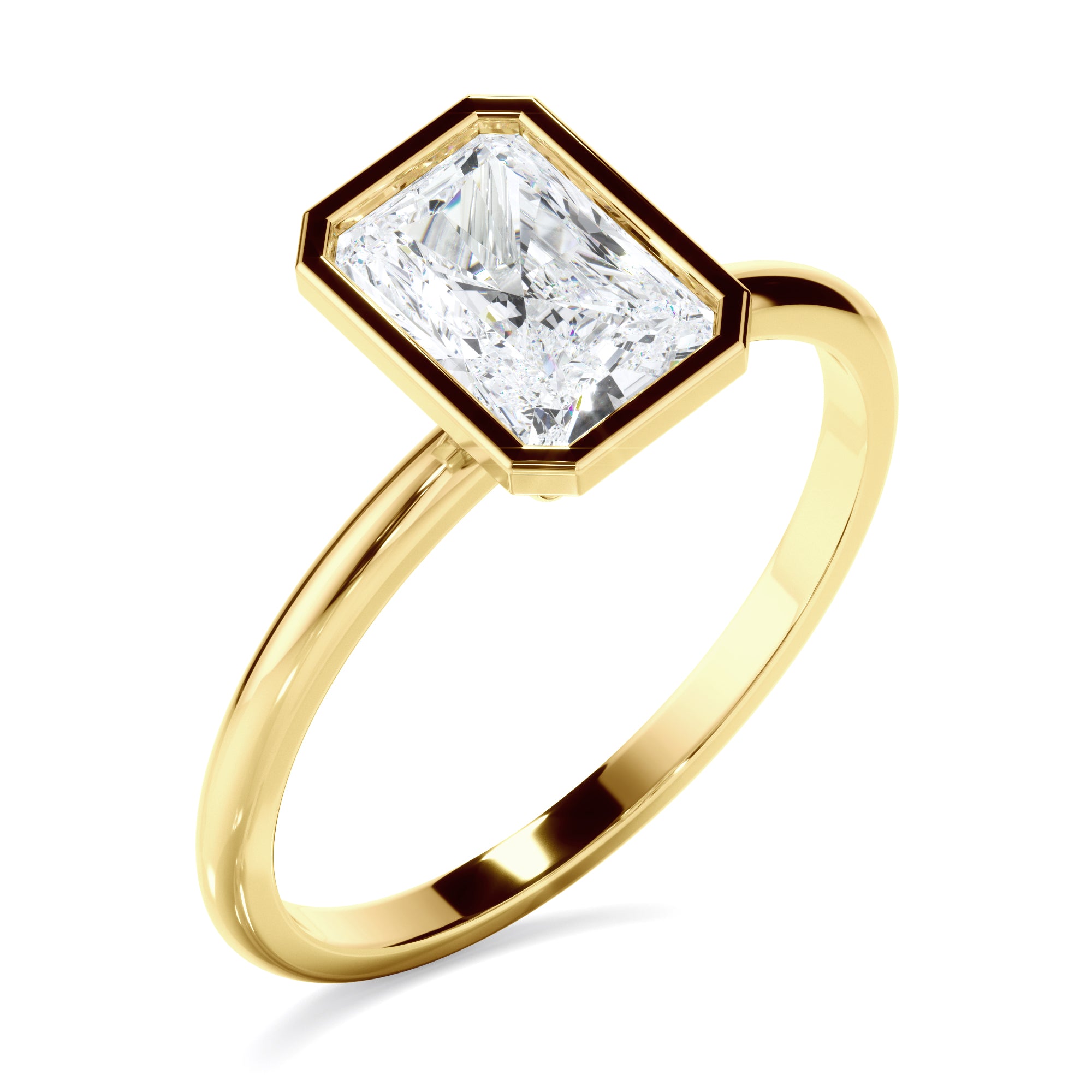 Cynthia - Radiant Cut Diamond Solitaire Bezel Set Engagement Ring