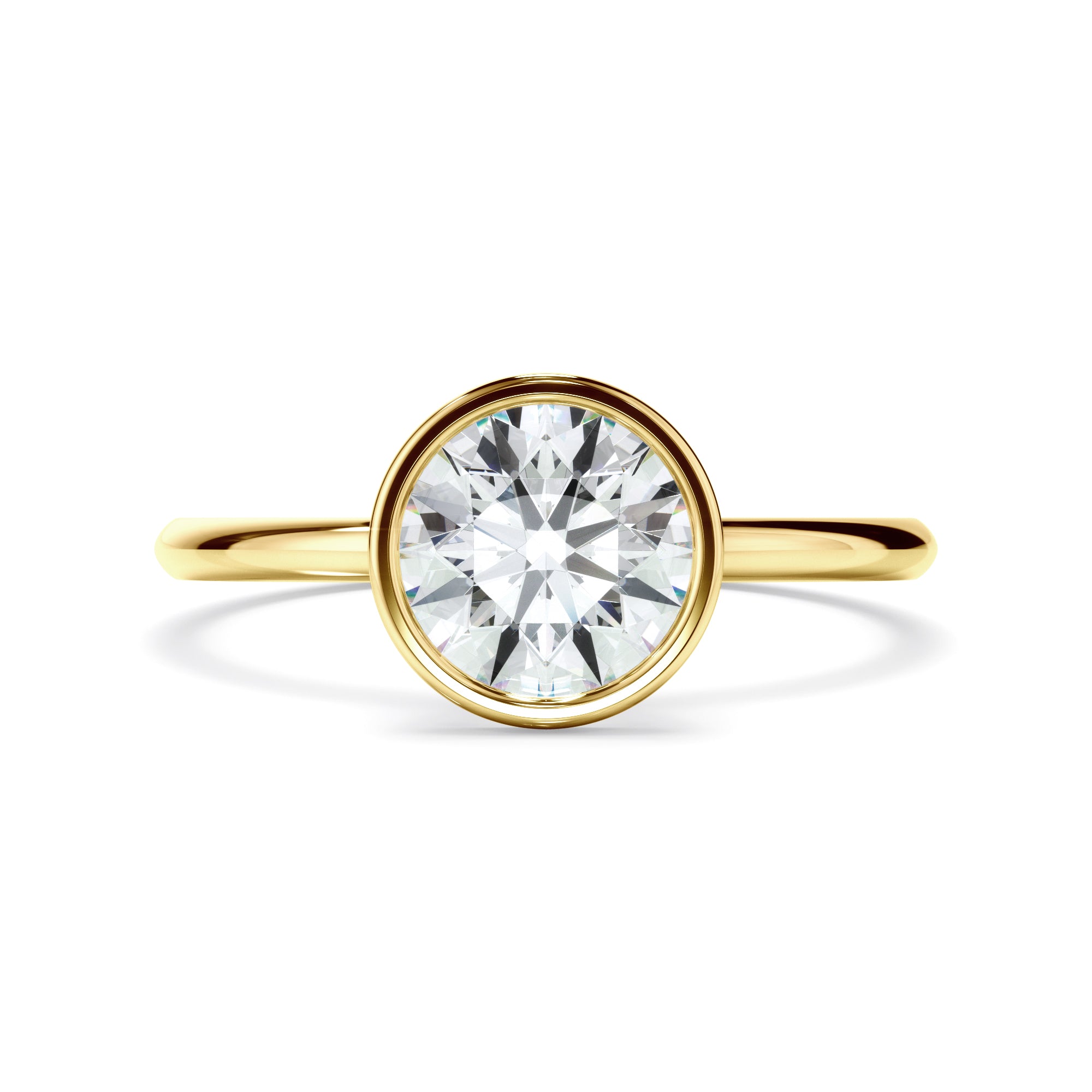 Leandra - Round Brilliant Cut Diamond Solitaire Bezel Set Engagement Ring