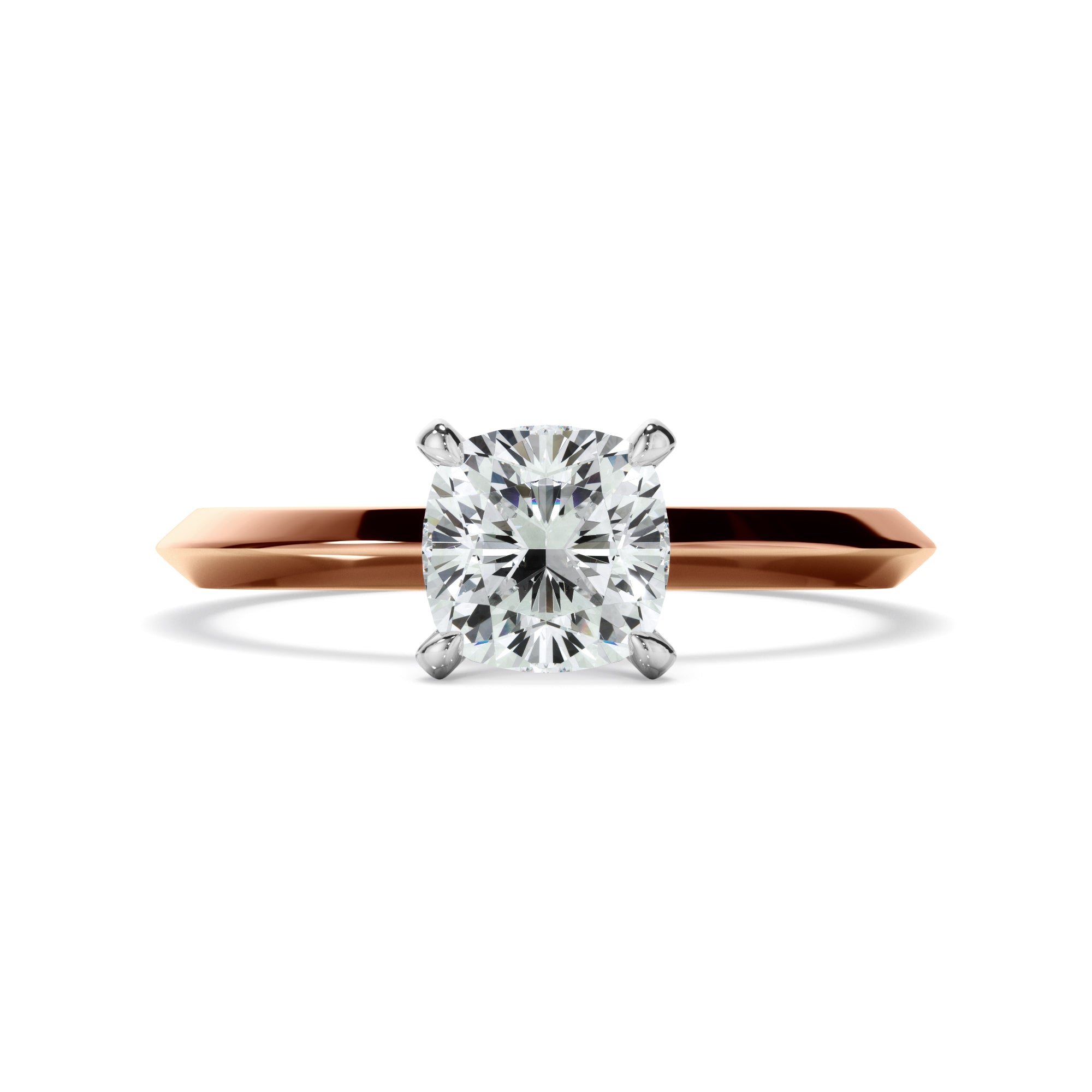 Helena - Cushion Cut Diamond Solitaire Knife Edge Engagement Ring
