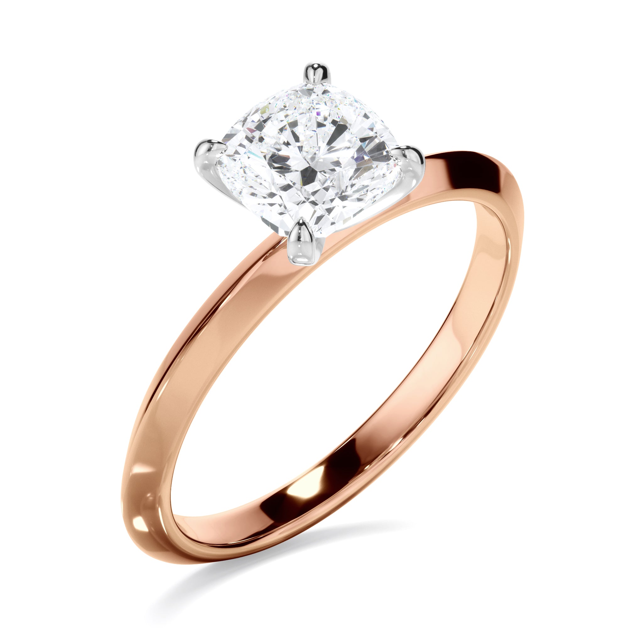 Helena - Cushion Cut Diamond Solitaire Knife Edge Engagement Ring