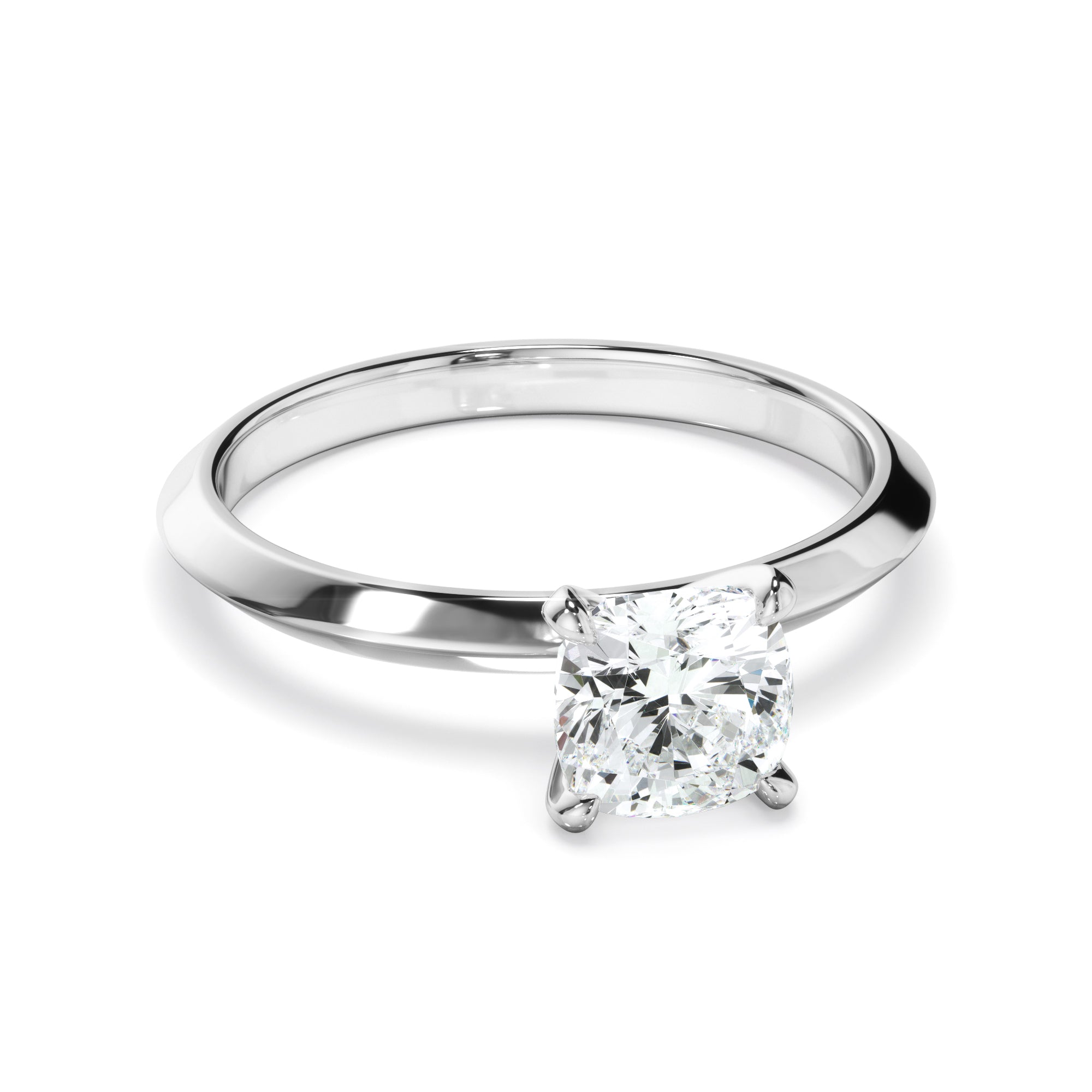 Helena - Cushion Cut Diamond Solitaire Knife Edge Engagement Ring