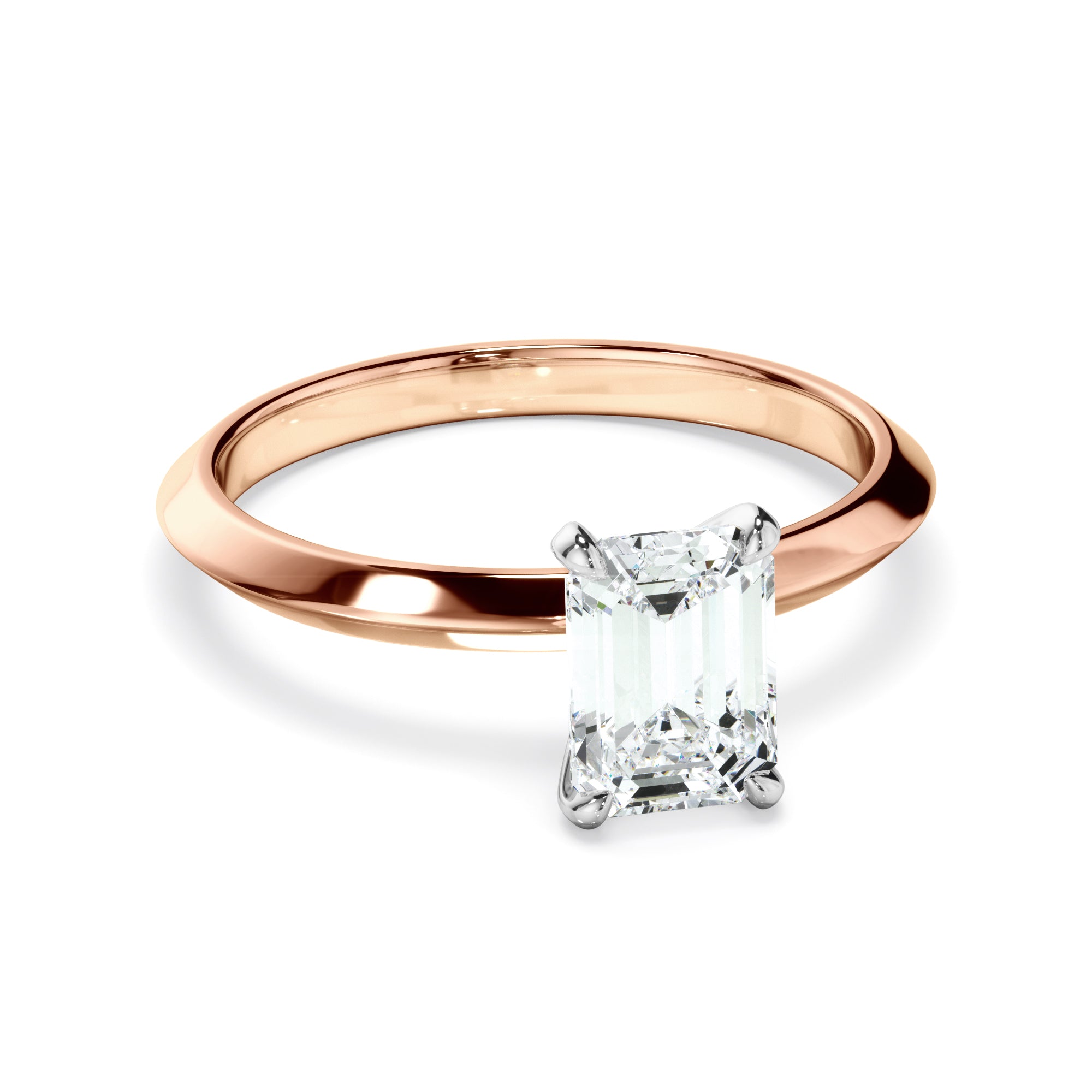 Callisto - Emerald Cut Diamond Solitaire Knife Edge Engagement Ring