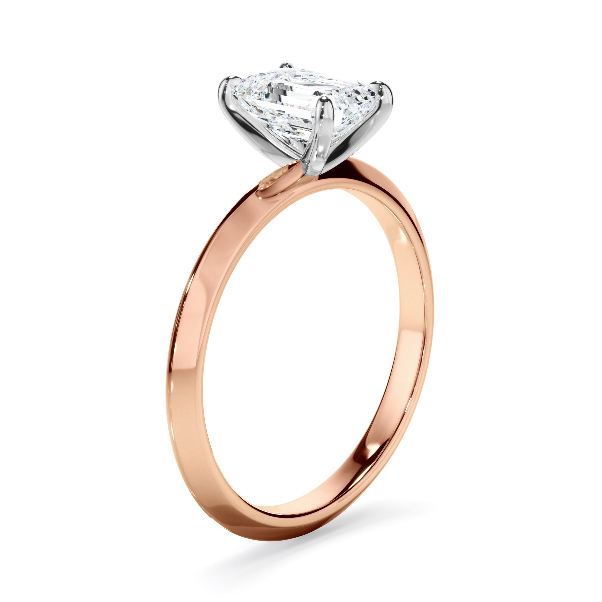 Callisto - Emerald Cut Diamond Solitaire Knife Edge Engagement Ring