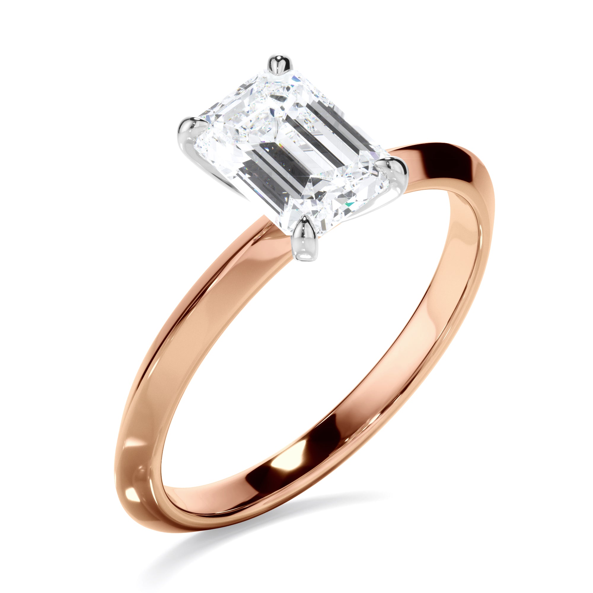 Callisto - Emerald Cut Diamond Solitaire Knife Edge Engagement Ring