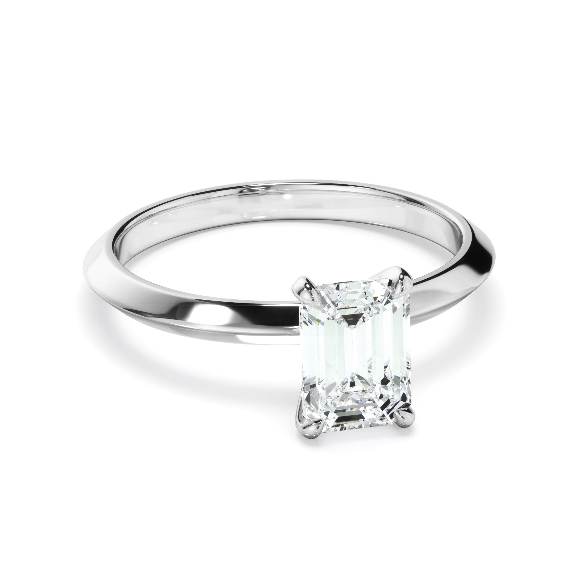Callisto - Emerald Cut Diamond Solitaire Knife Edge Engagement Ring