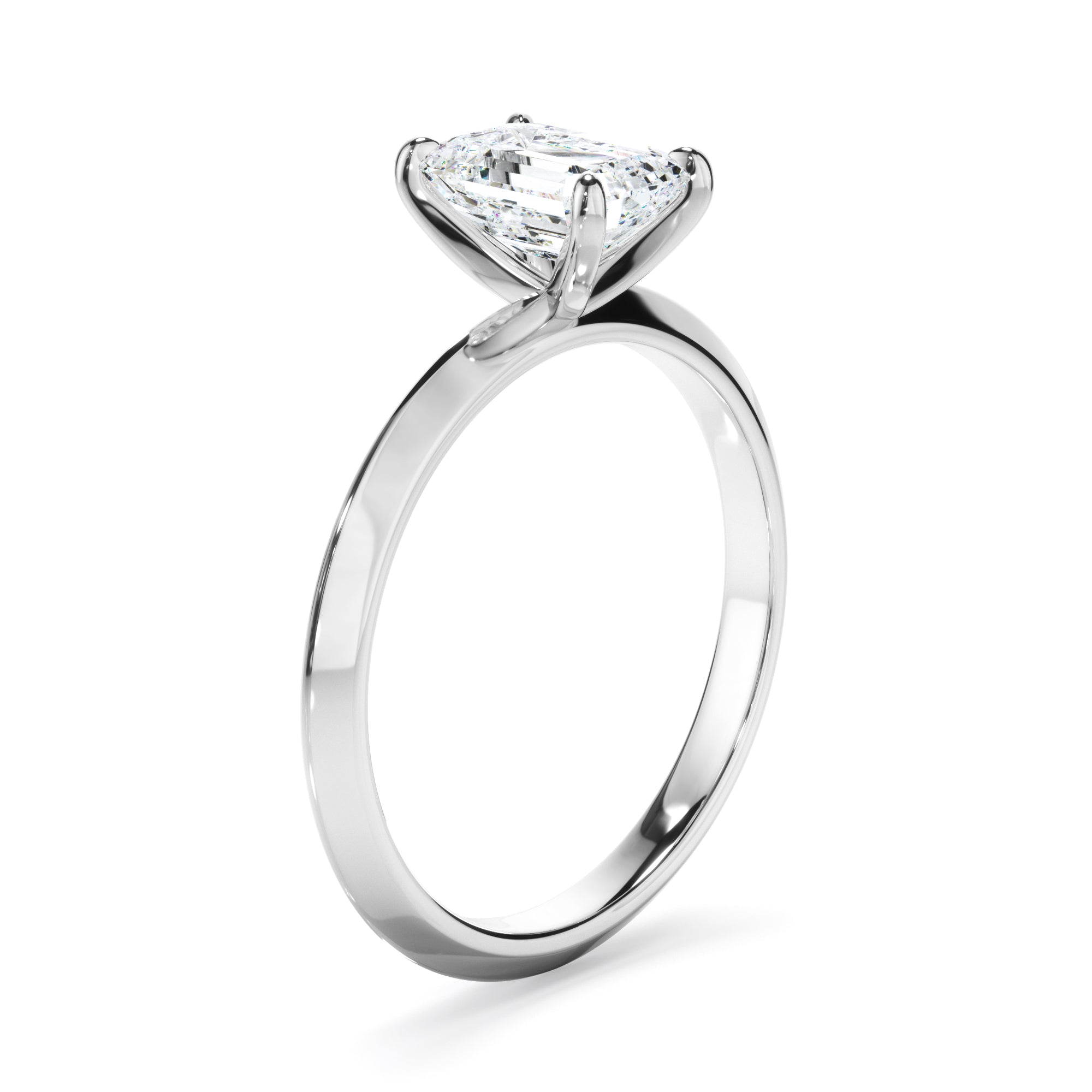 Callisto - Emerald Cut Diamond Solitaire Knife Edge Engagement Ring