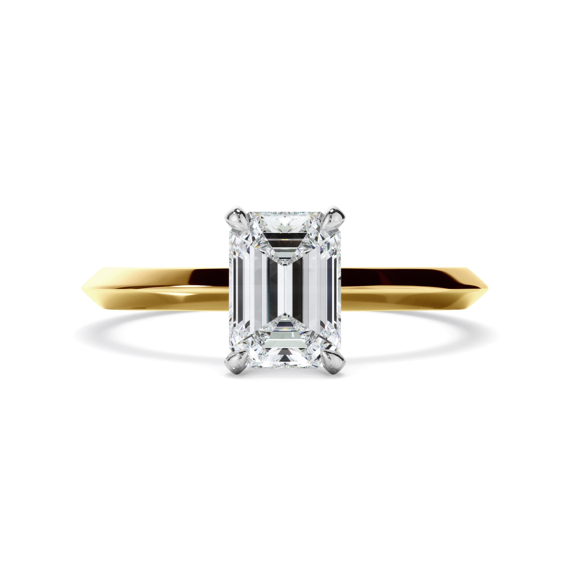 Callisto - Emerald Cut Diamond Solitaire Knife Edge Engagement Ring