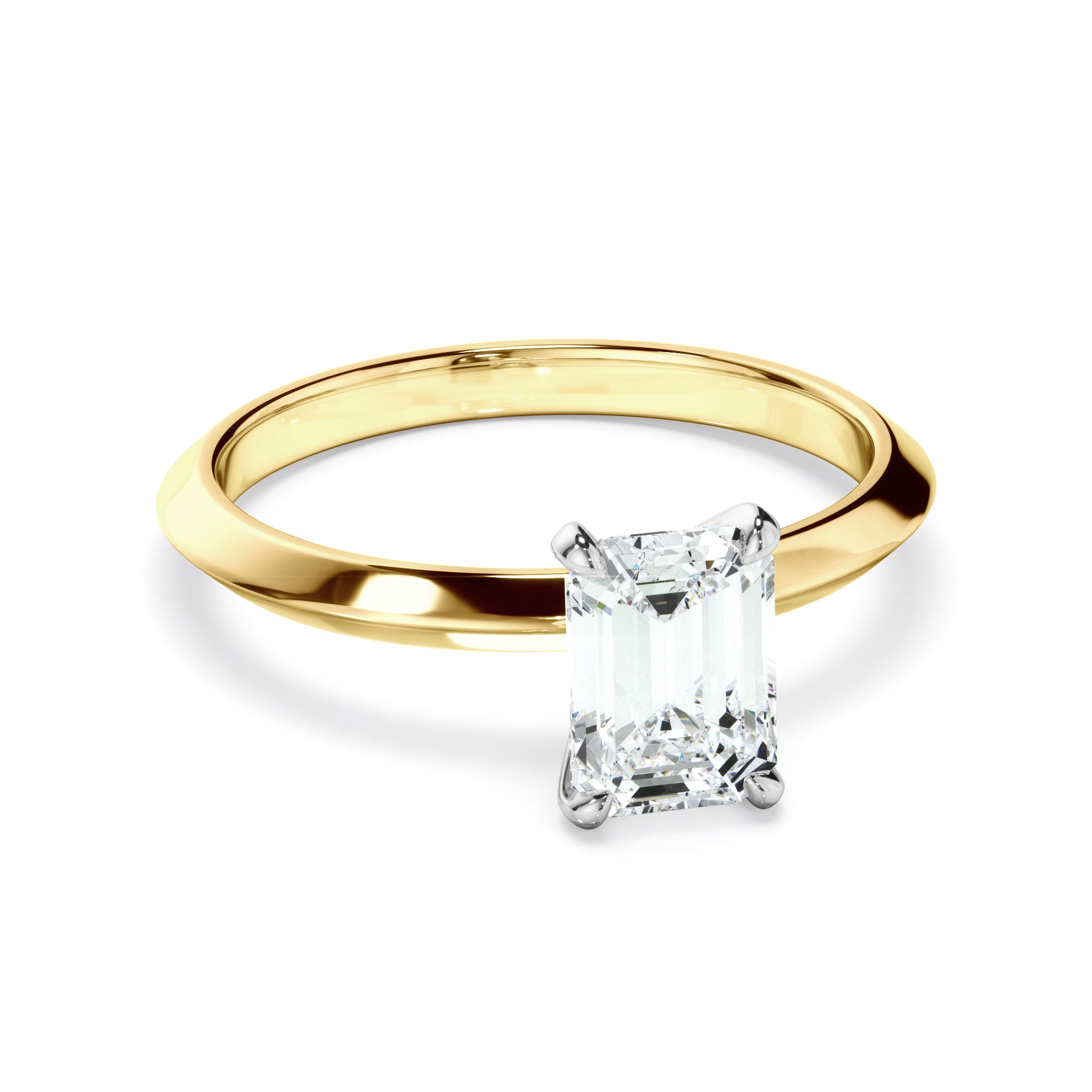 Callisto - Emerald Cut Diamond Solitaire Knife Edge Engagement Ring