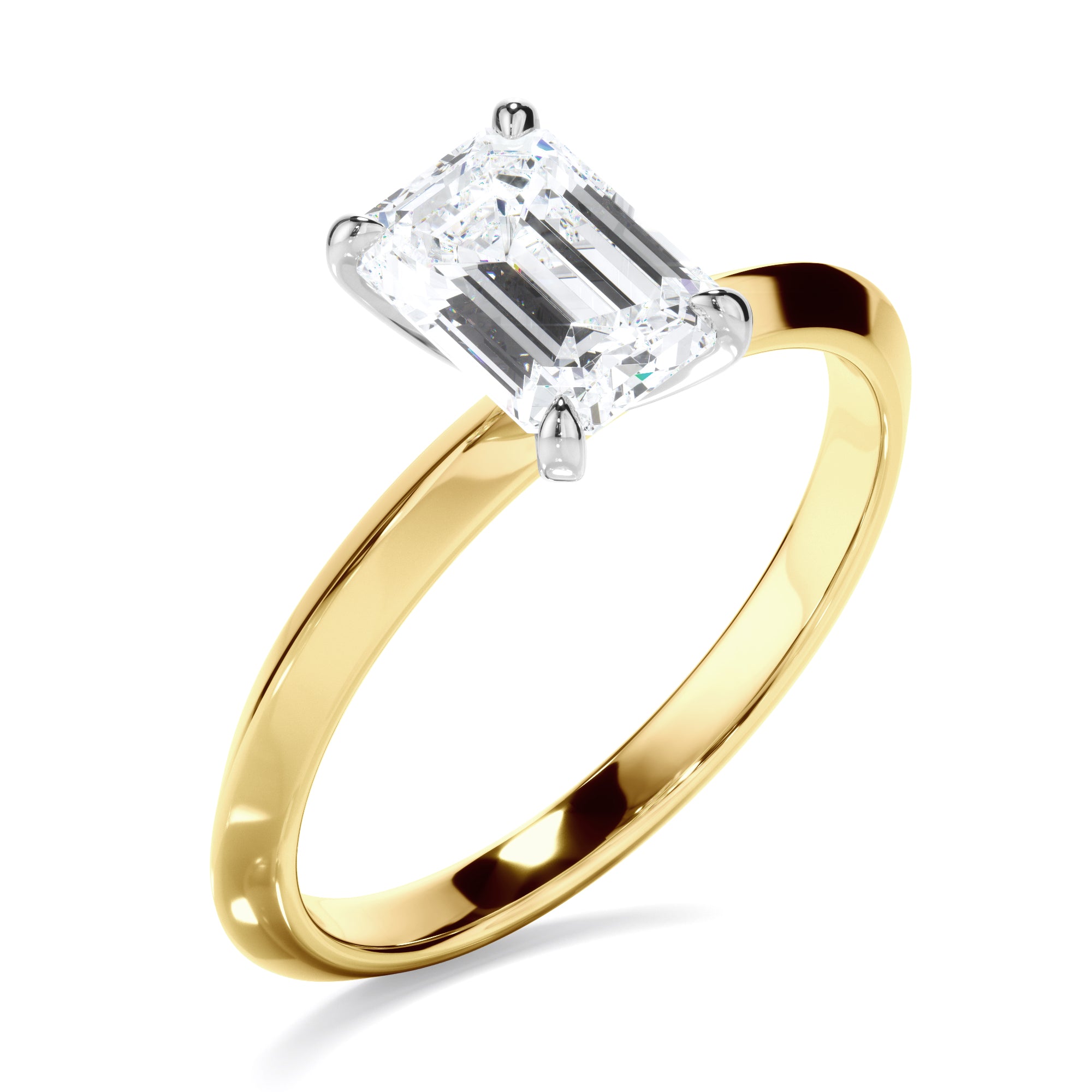 Callisto - Emerald Cut Diamond Solitaire Knife Edge Engagement Ring