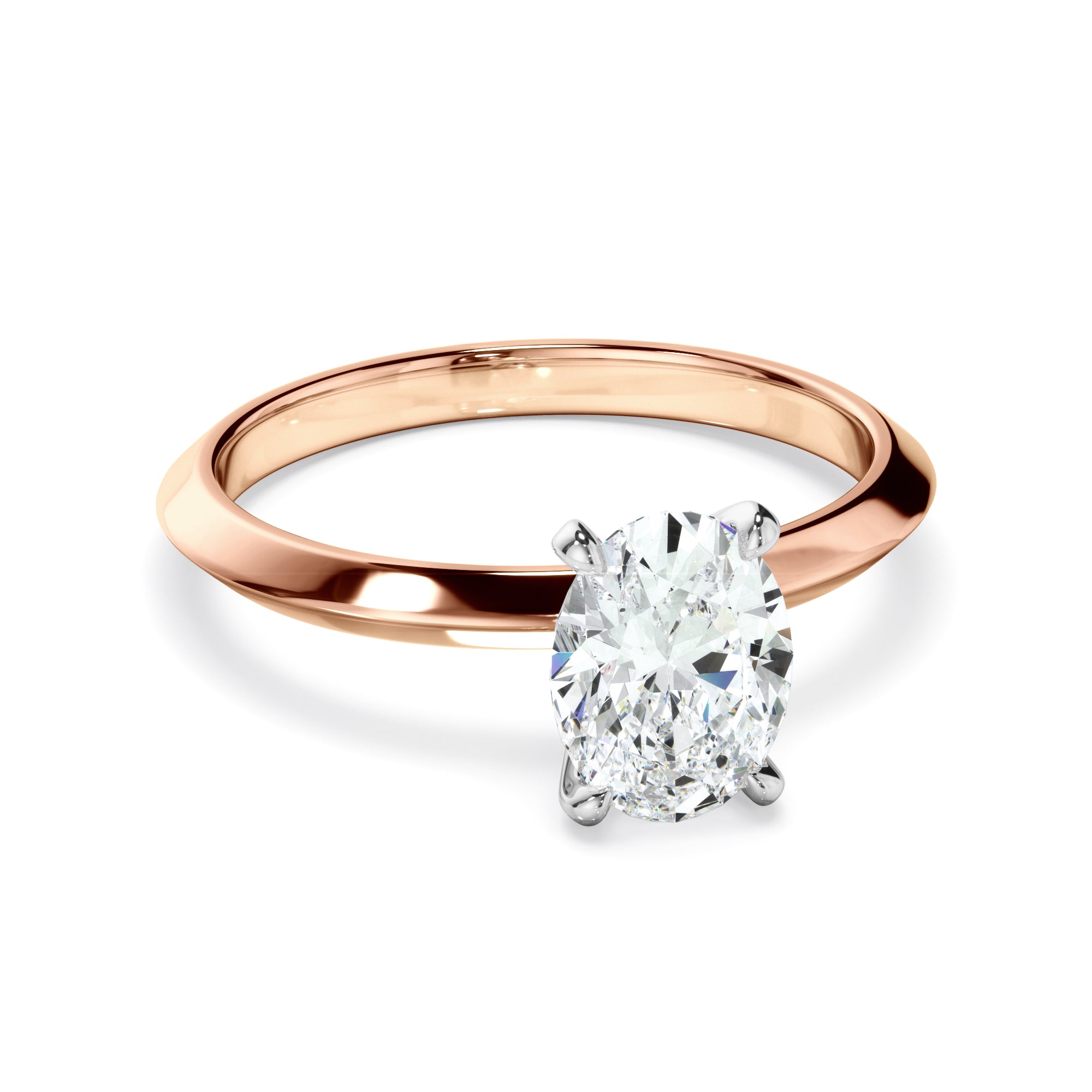 Rhea - Oval Cut Diamond Solitaire Knife Edge Engagement Ring