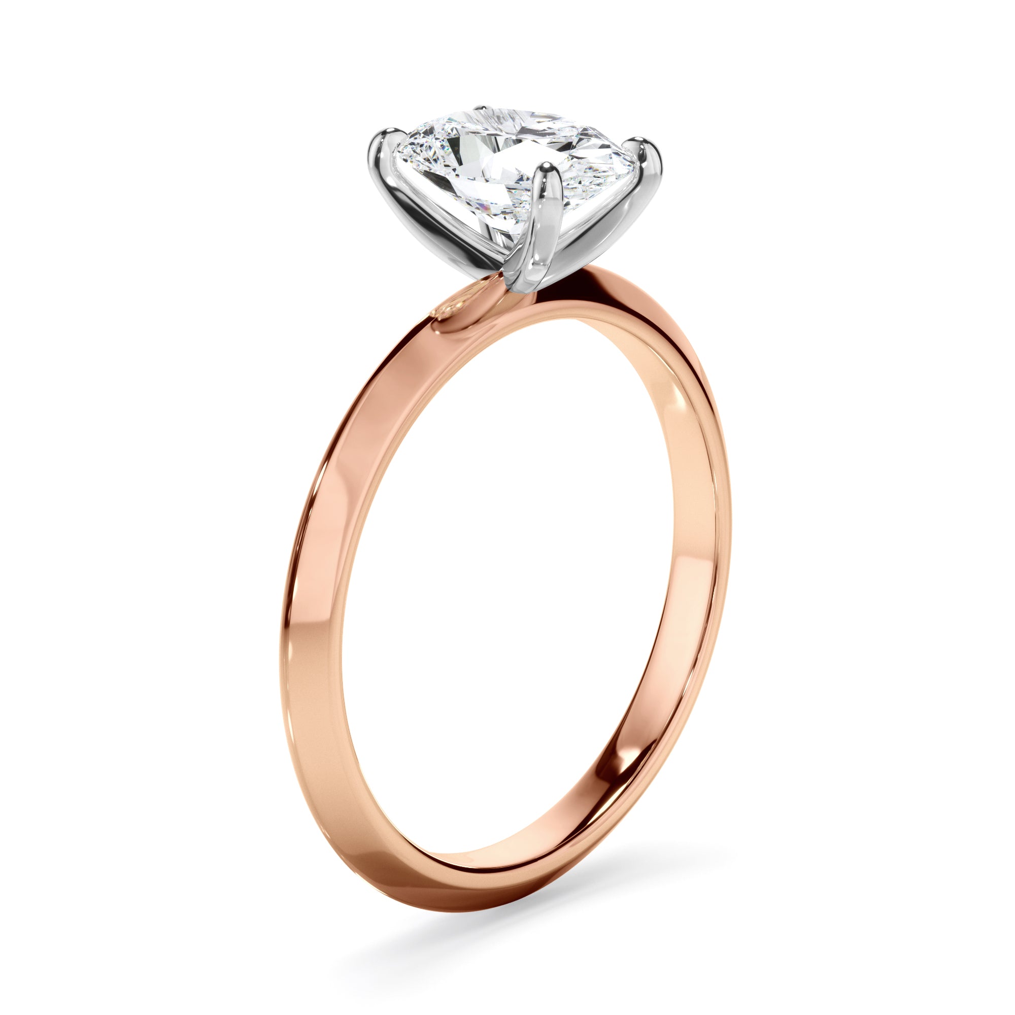 Rhea - Oval Cut Diamond Solitaire Knife Edge Engagement Ring