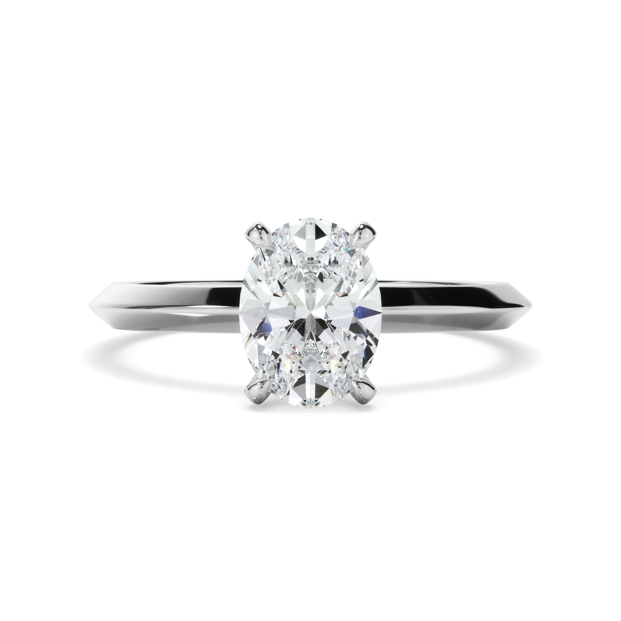 Rhea - Oval Cut Diamond Solitaire Knife Edge Engagement Ring